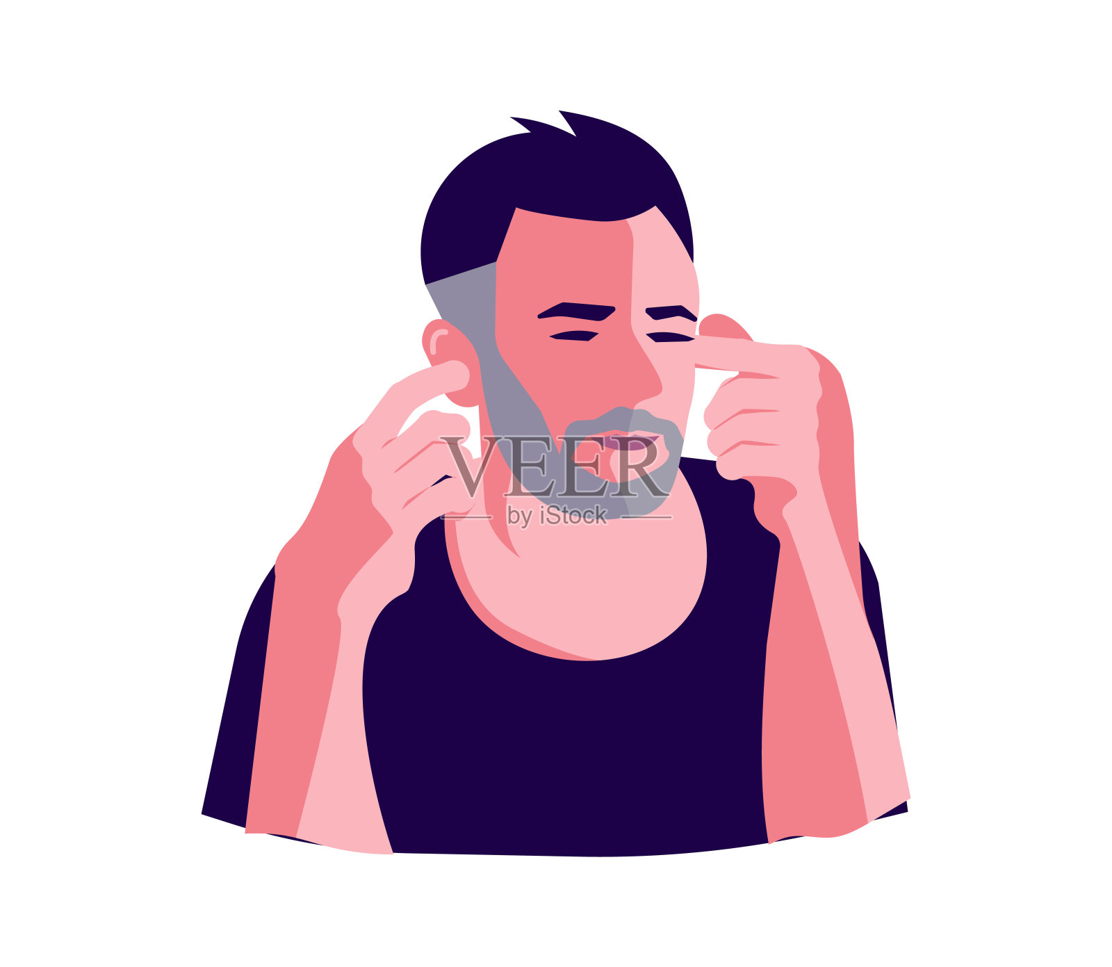 人正捂着耳朵插画图片素材