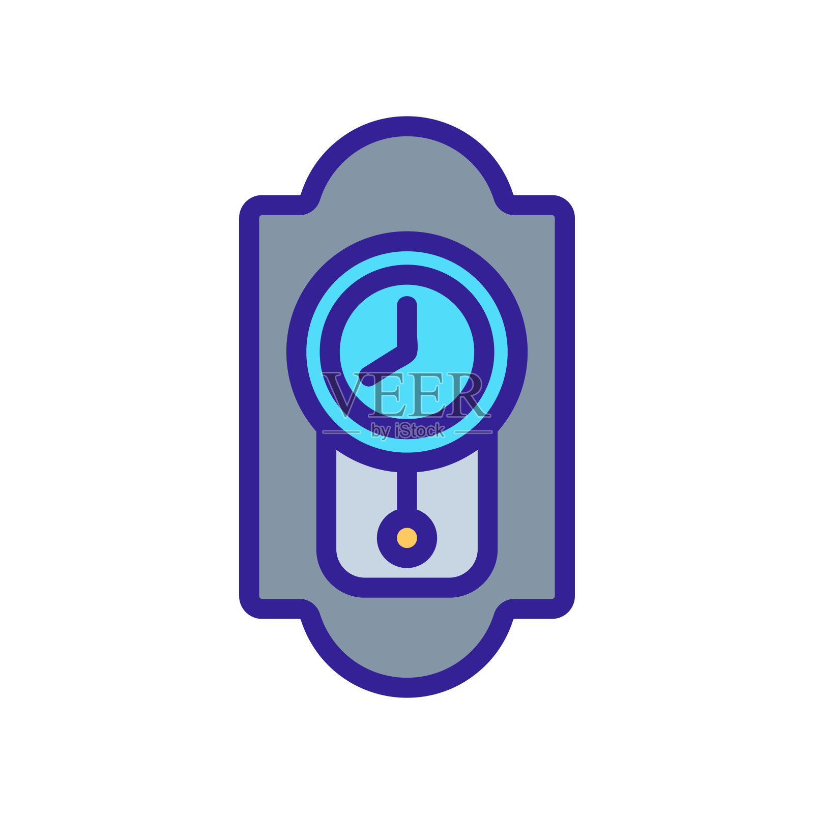 挂钟装置与钟摆图标矢量轮廓插图插画图片素材