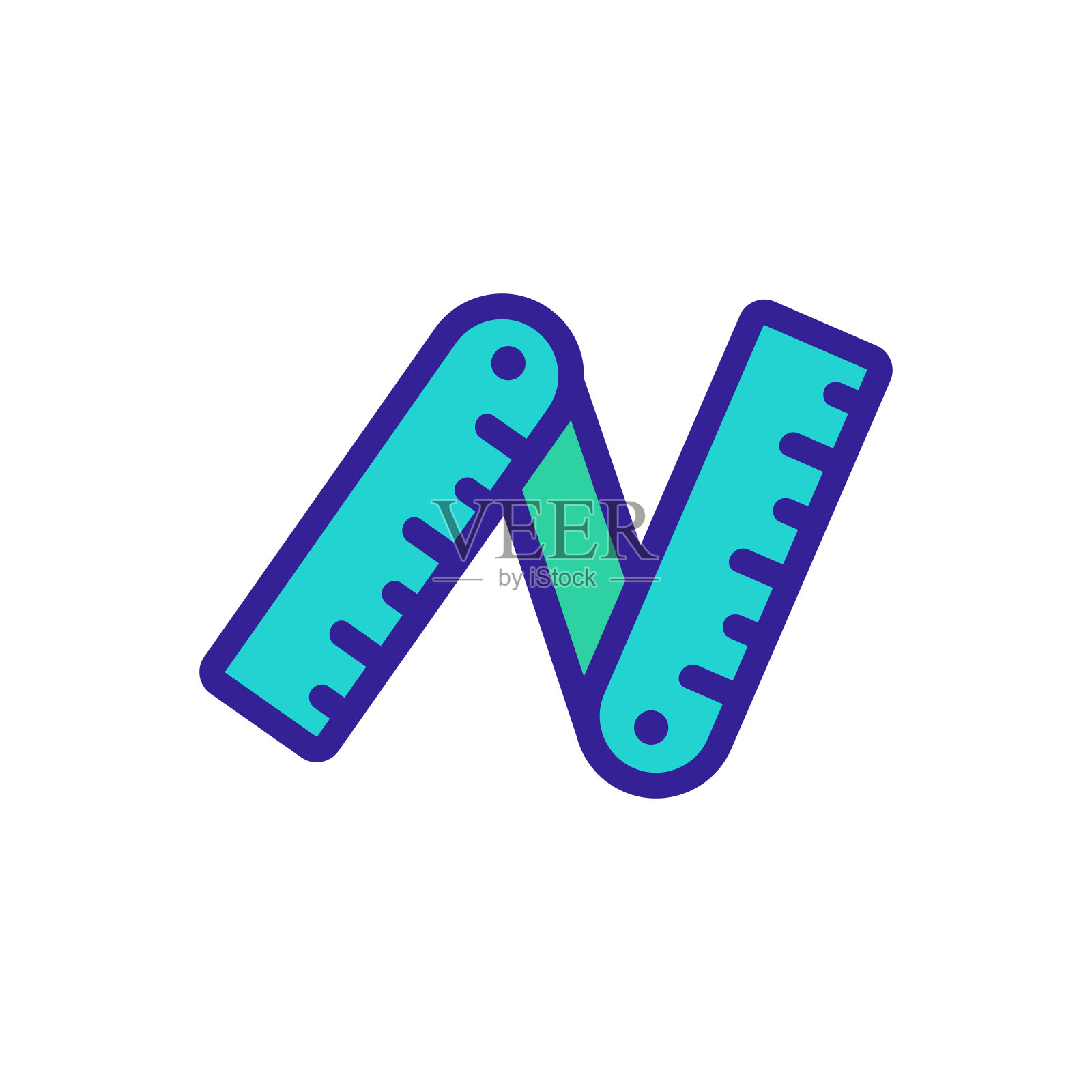 折叠测量磁带图标矢量轮廓插图设计元素图片