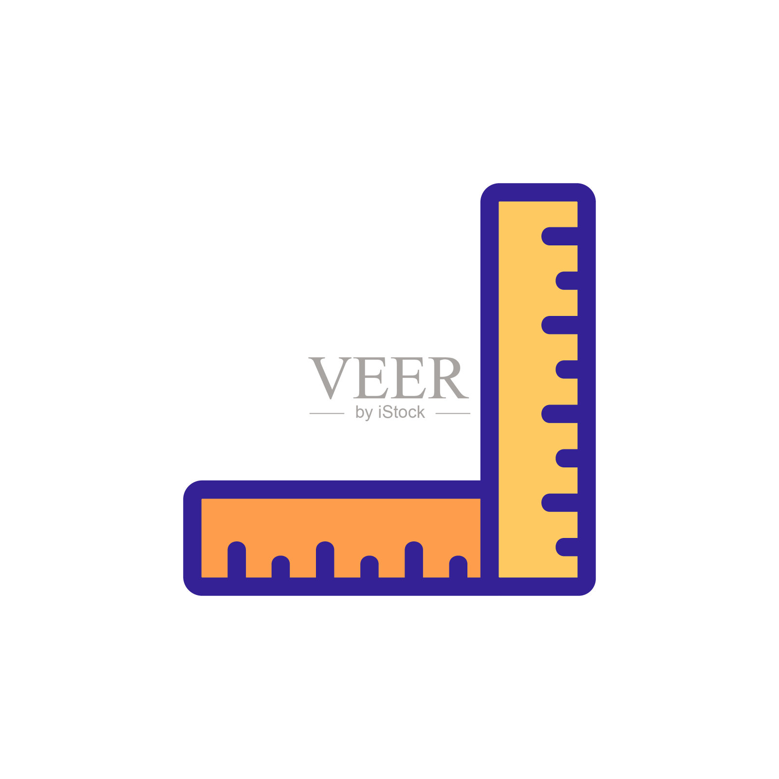 两个标尺使直角图标矢量轮廓插图插画图片素材