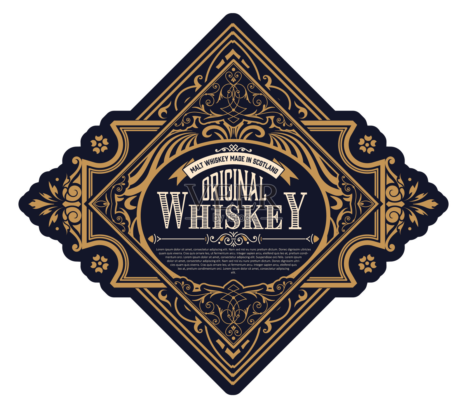 包装的老式标签。带有花卉细节的西式风格。插画图片素材