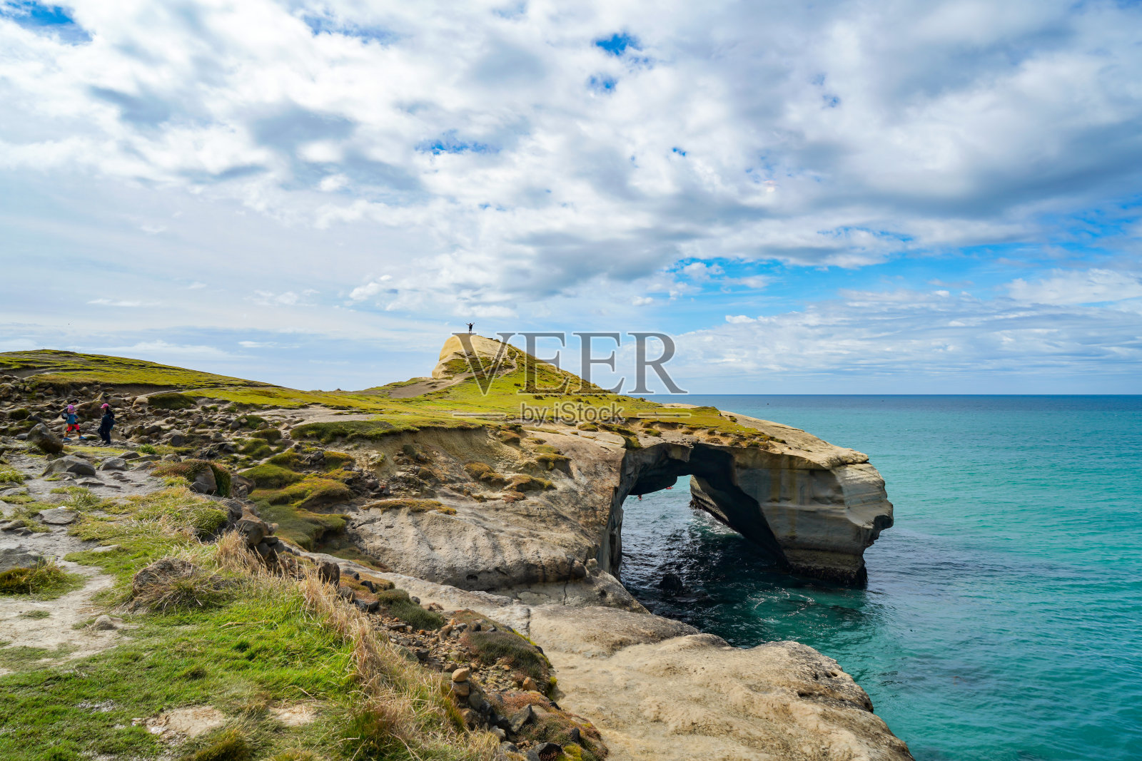 隧道海滩在新西兰南岛，达尼丁，新西兰照片摄影图片