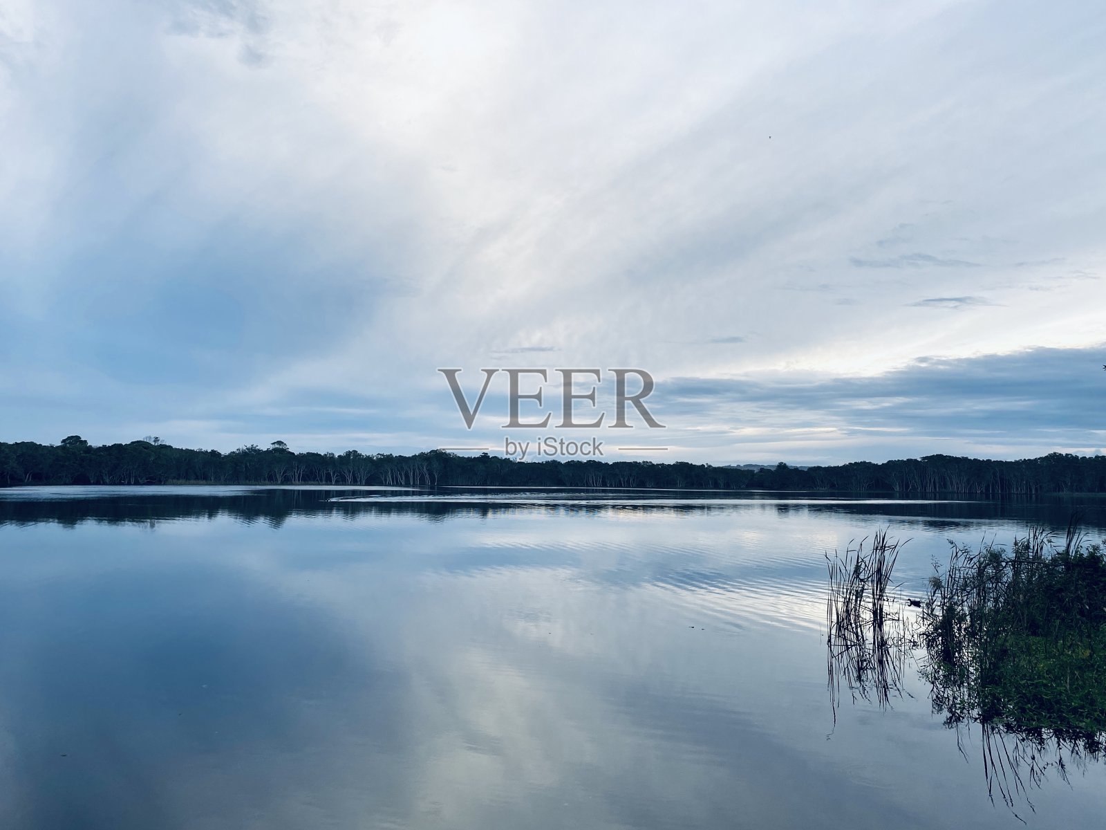 安斯沃斯湖上的午后反思-新南威尔士州伦诺克斯头照片摄影图片