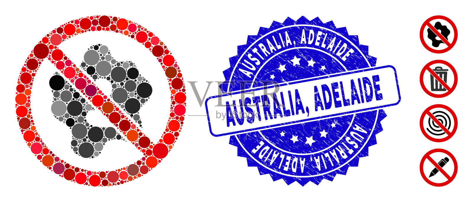 拼贴没有微生物与纹理澳大利亚图标插画图片素材