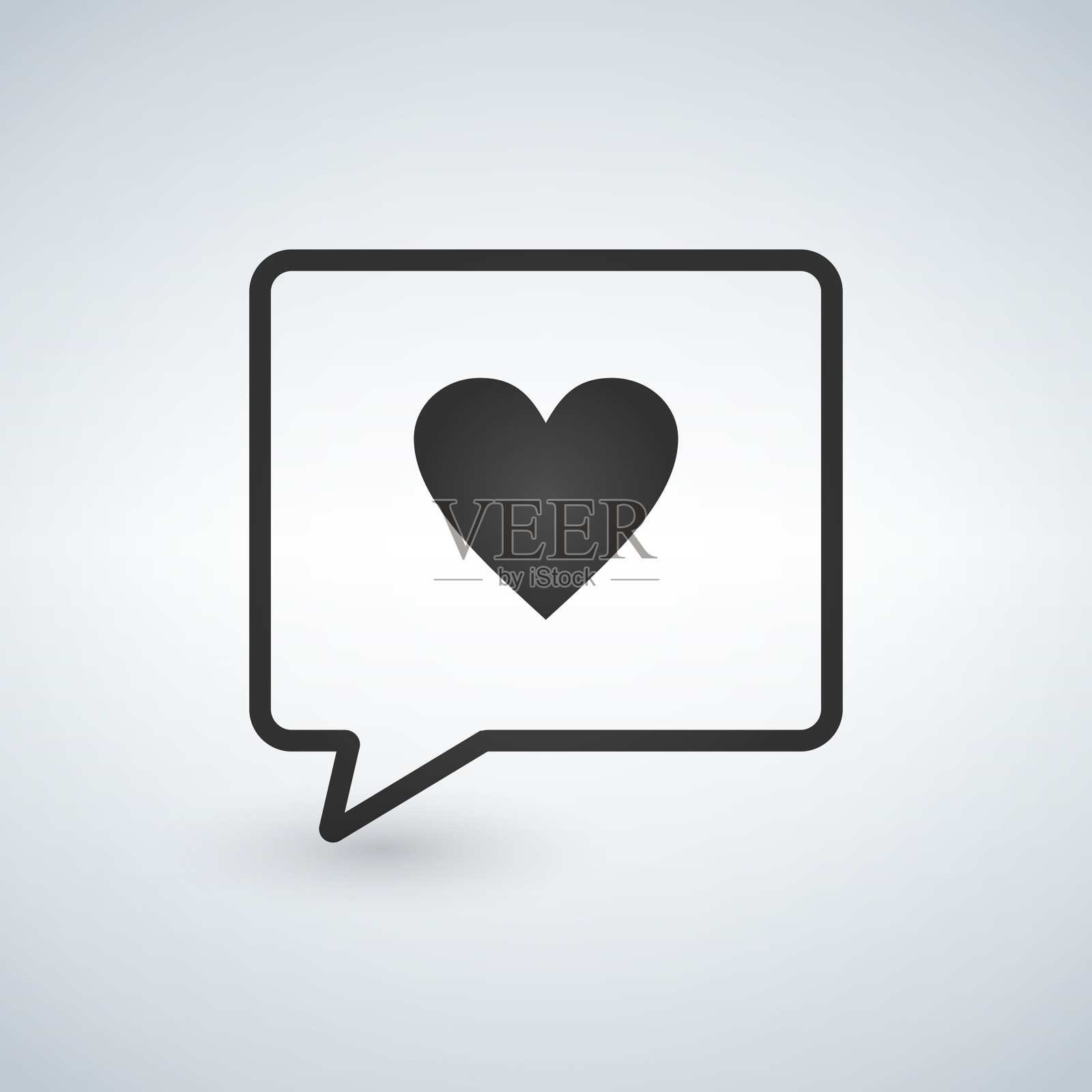 爱黑色聊天图标与心图标素材