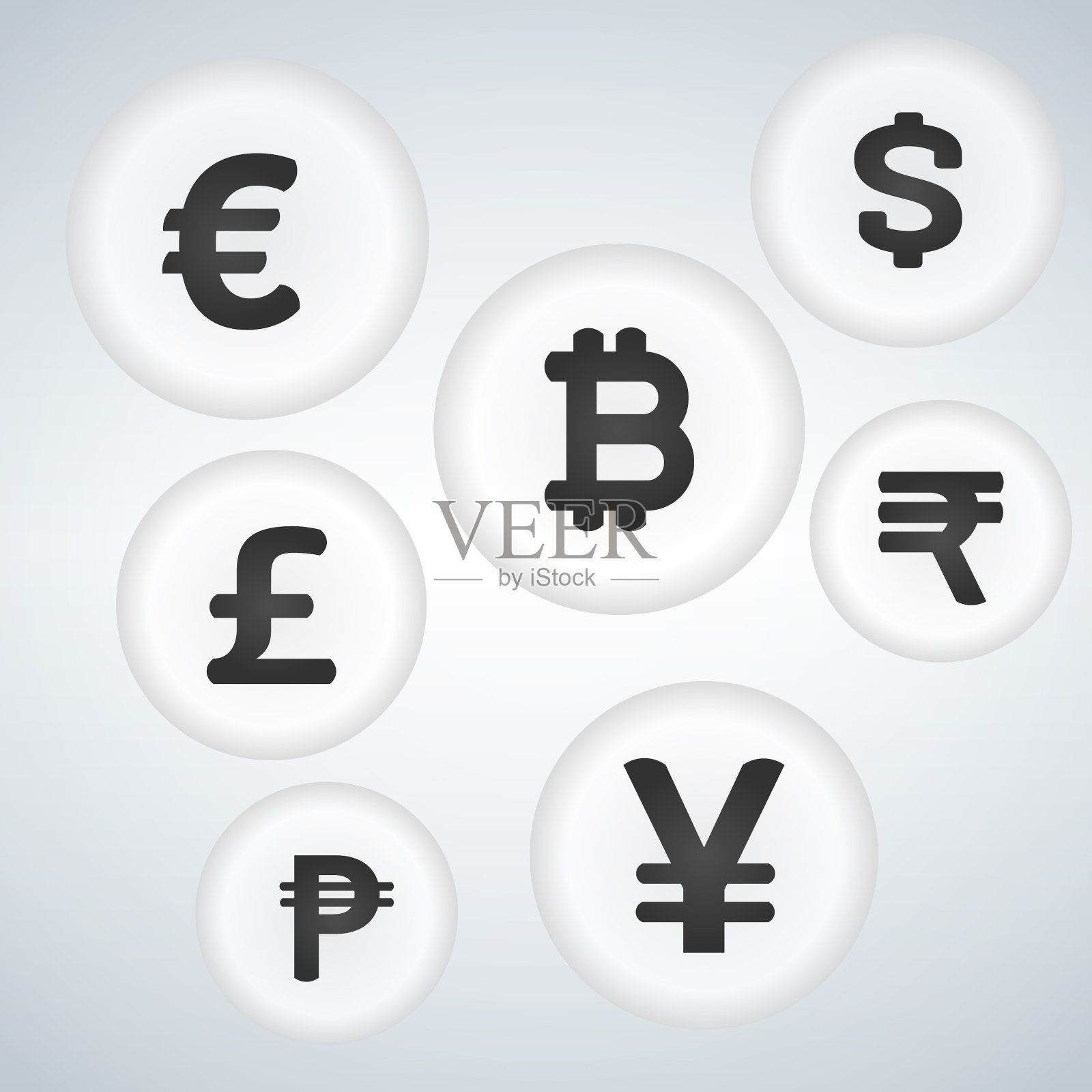 世界货币符号气泡按钮图标设计集图标素材