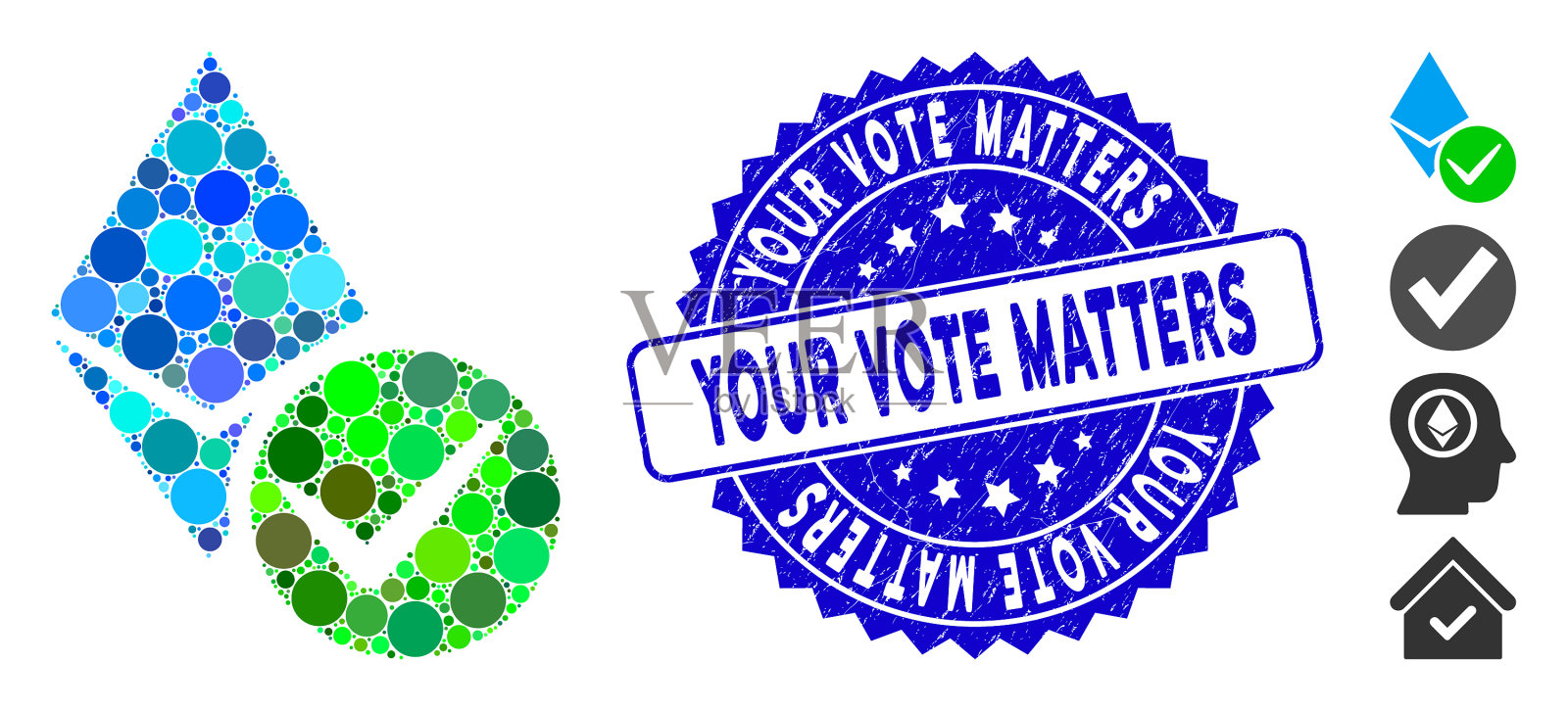 用垃圾垃圾拼贴有效的以太坊水晶图标插画图片素材