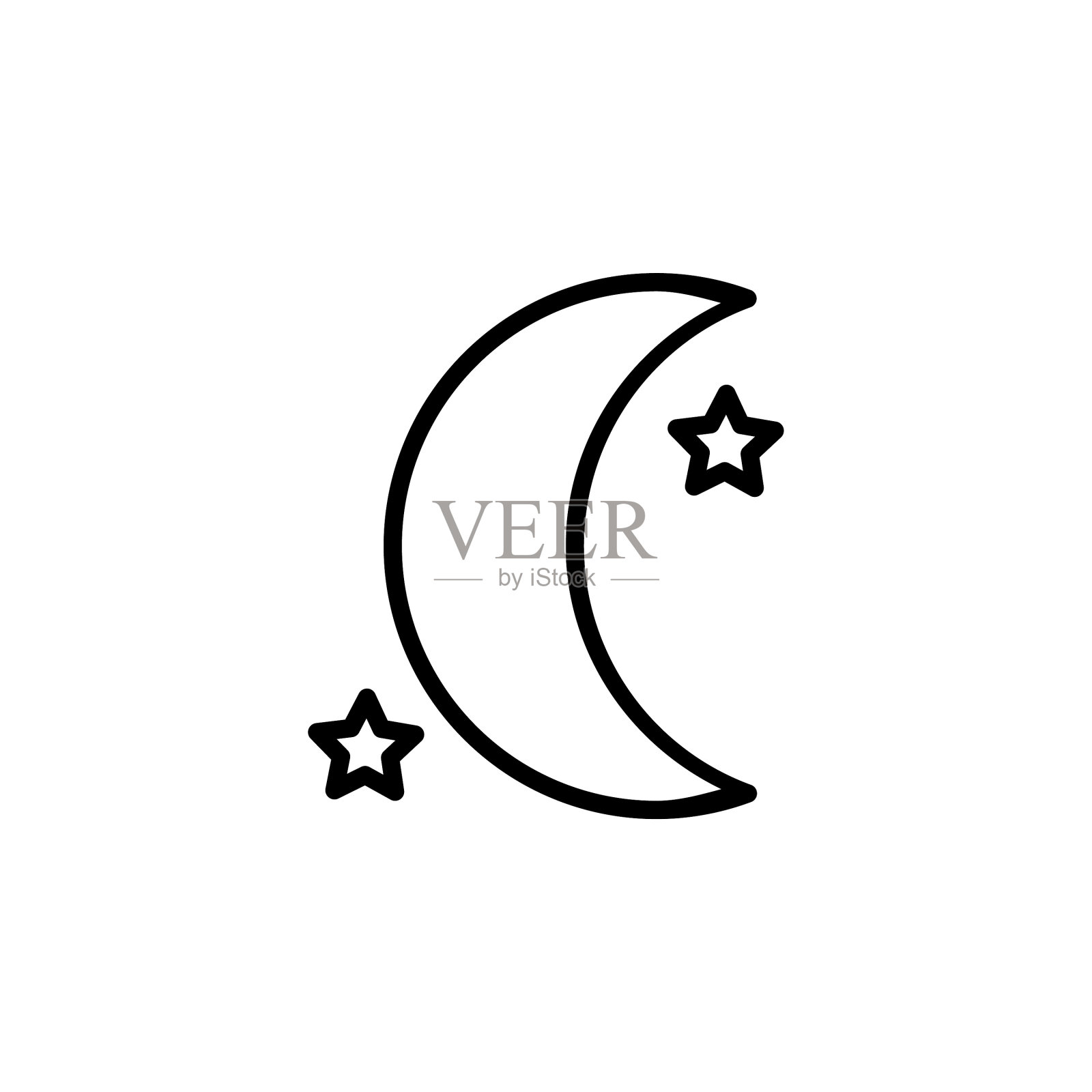 夜景模式图标设计线条风格完美适用设计模板素材