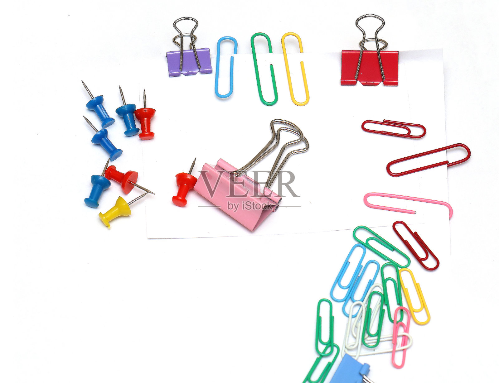 白色的办公文具和学校文具照片摄影图片