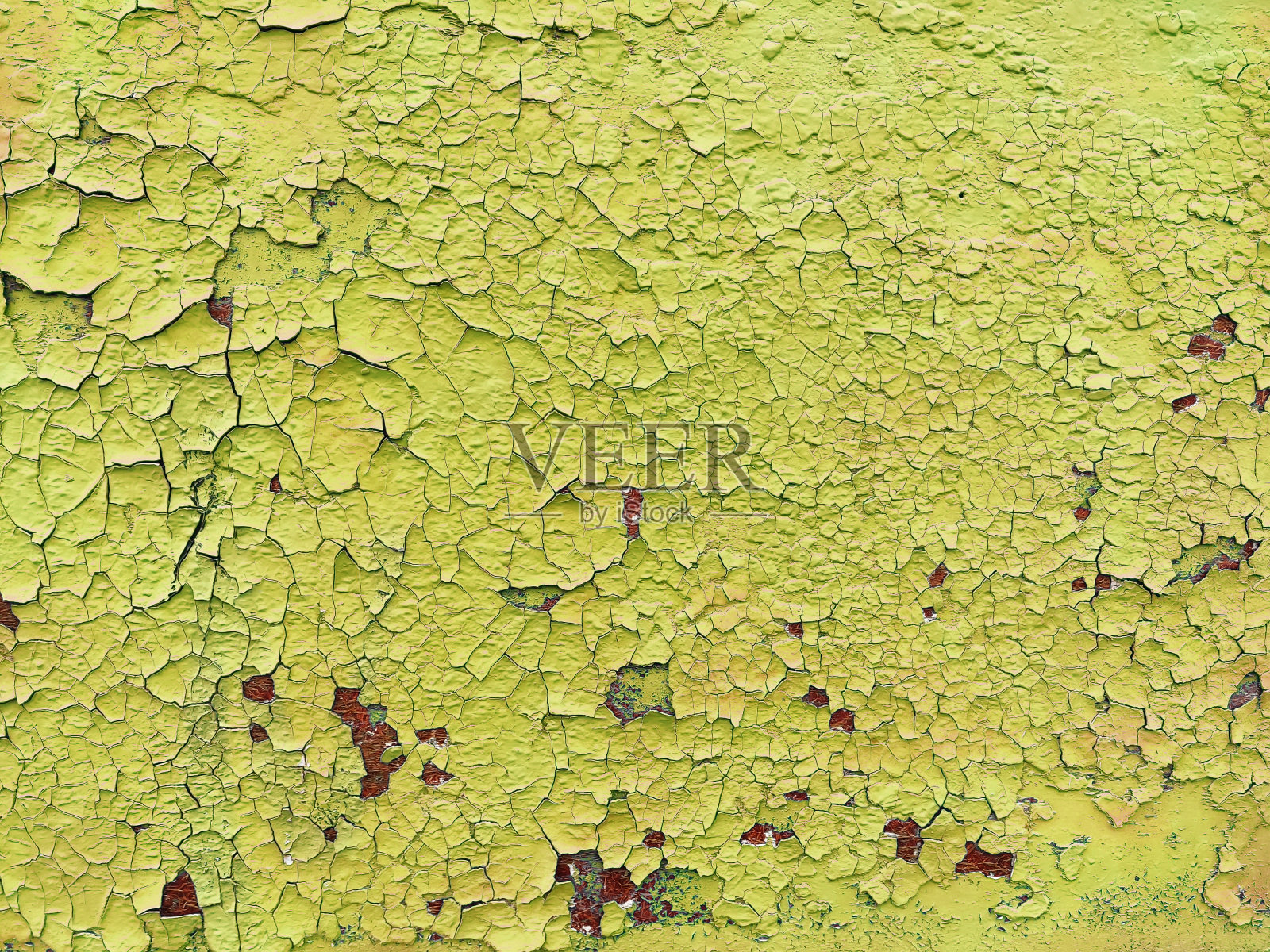 生锈的金属面板，黄色油漆开裂，金属背景锈蚀照片摄影图片