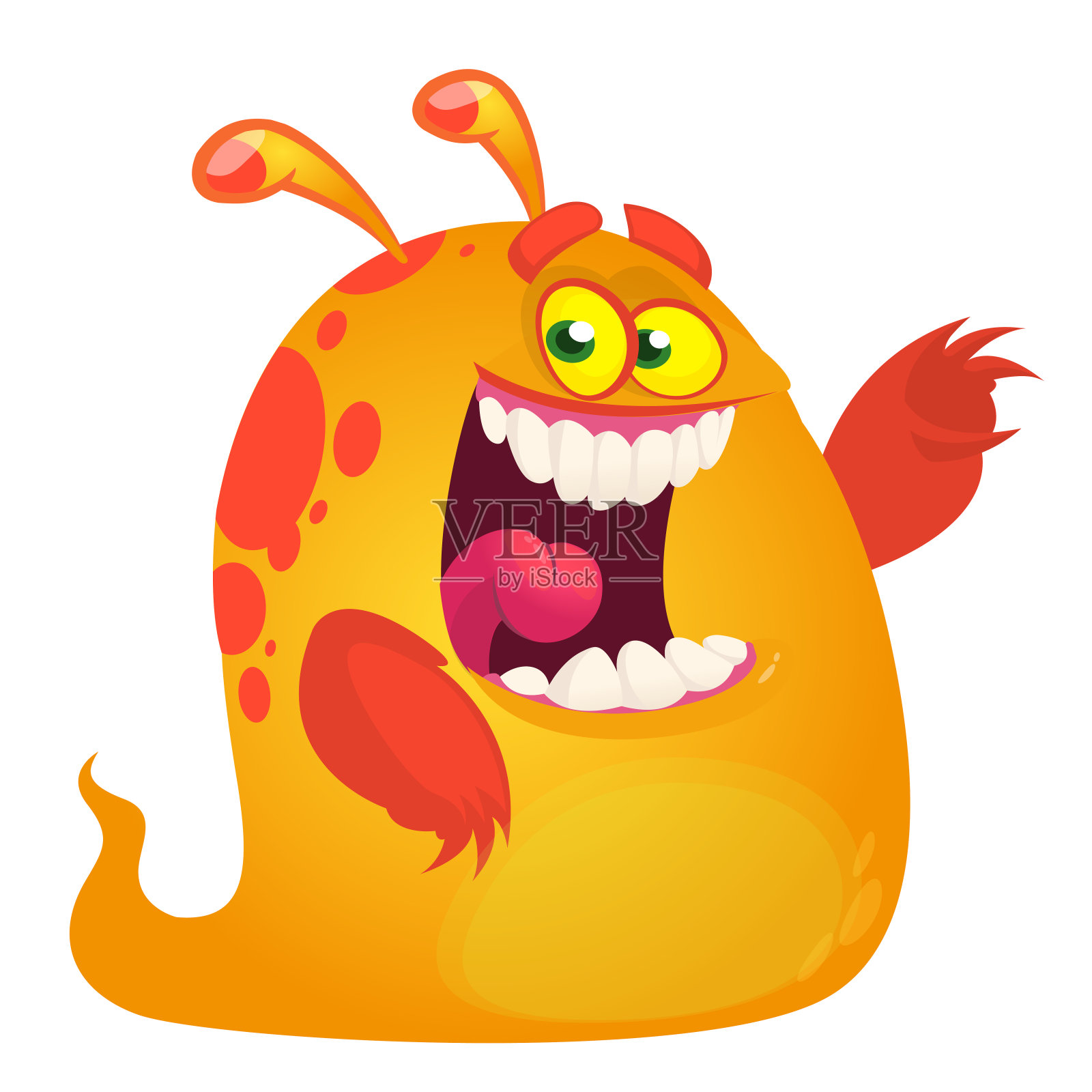 有趣的卡通怪物。向量万圣节插图。设计元素图片