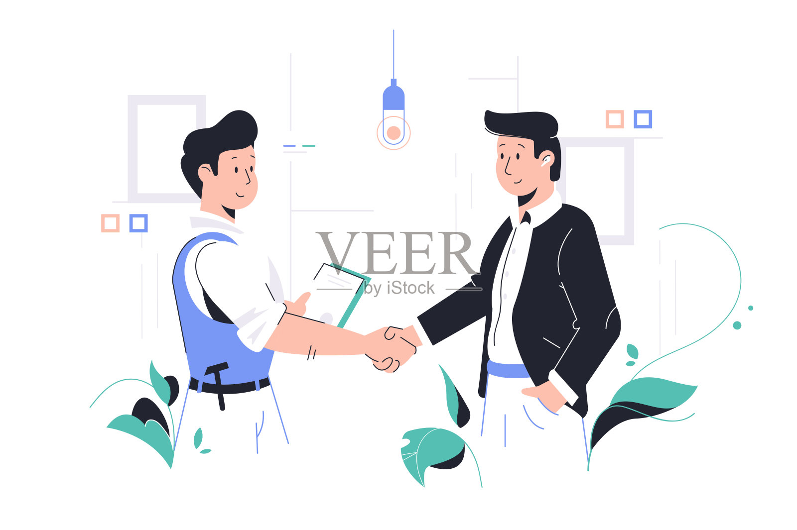 男人握手插画图片素材