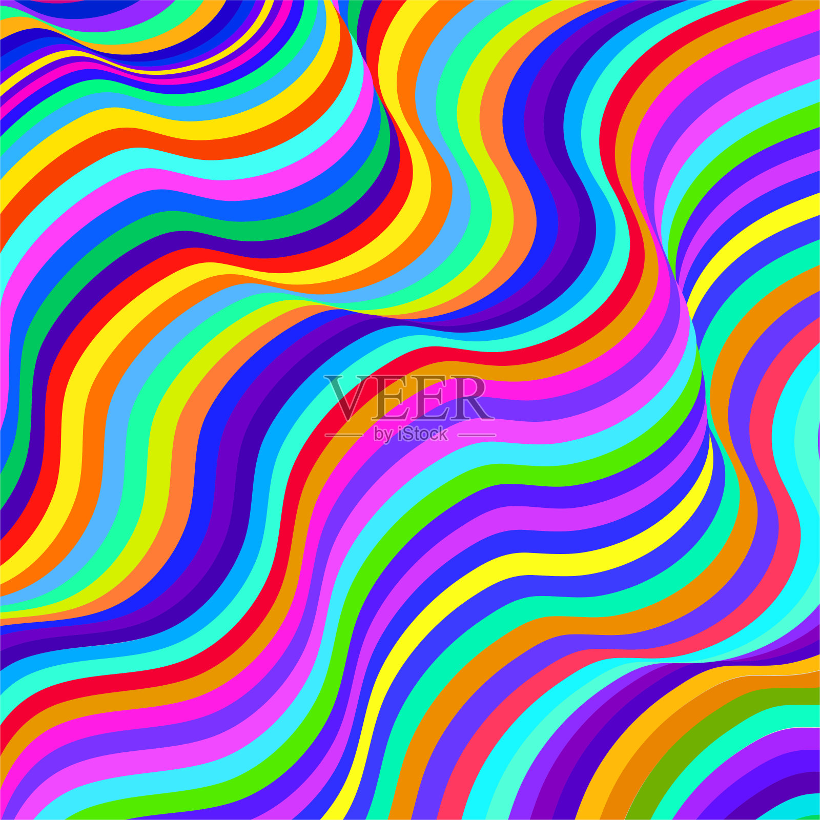 抽象彩色波浪，线条图案背景。条纹重复纹理插画图片素材