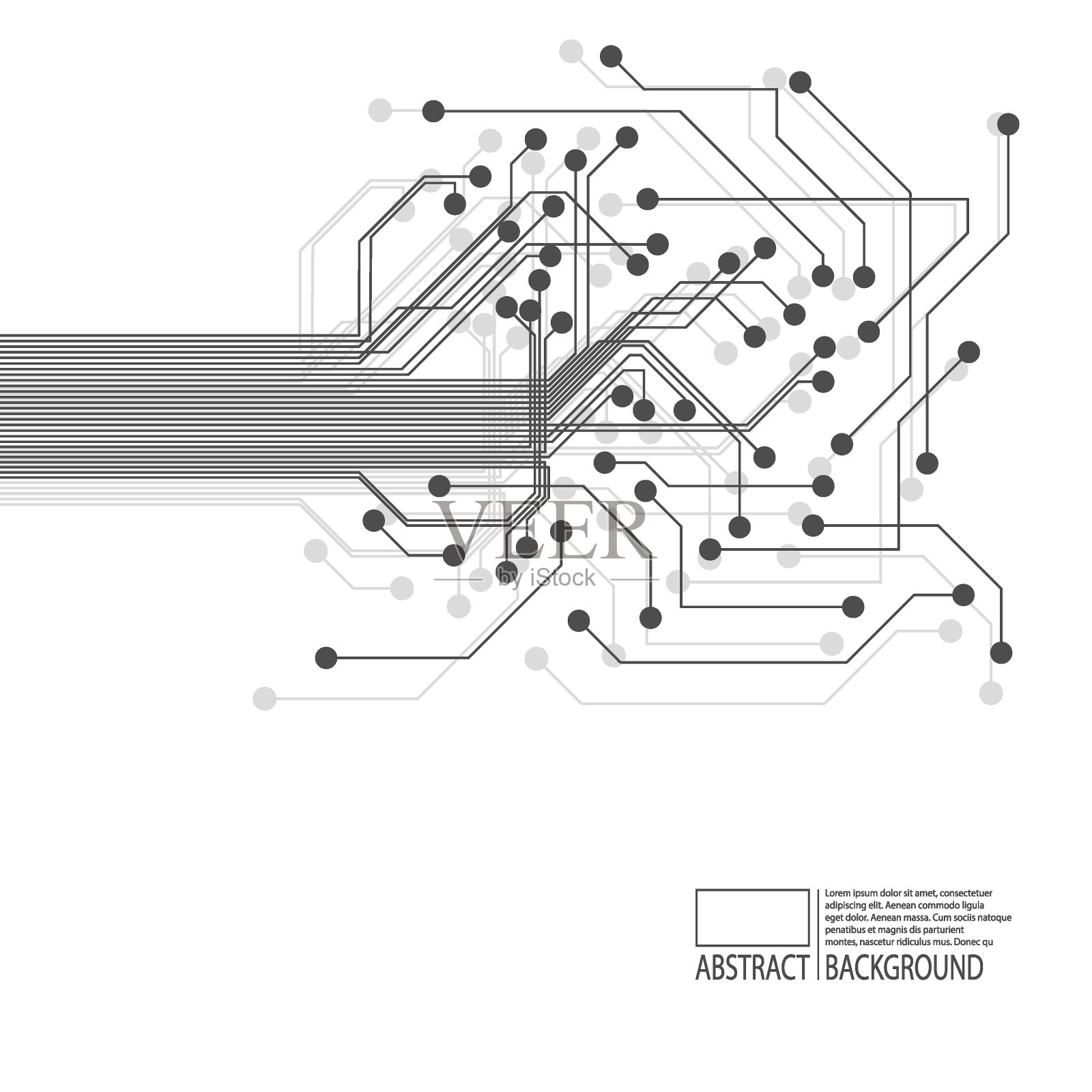 Сomputer沟通。技术，线与沟通点。插画图片素材