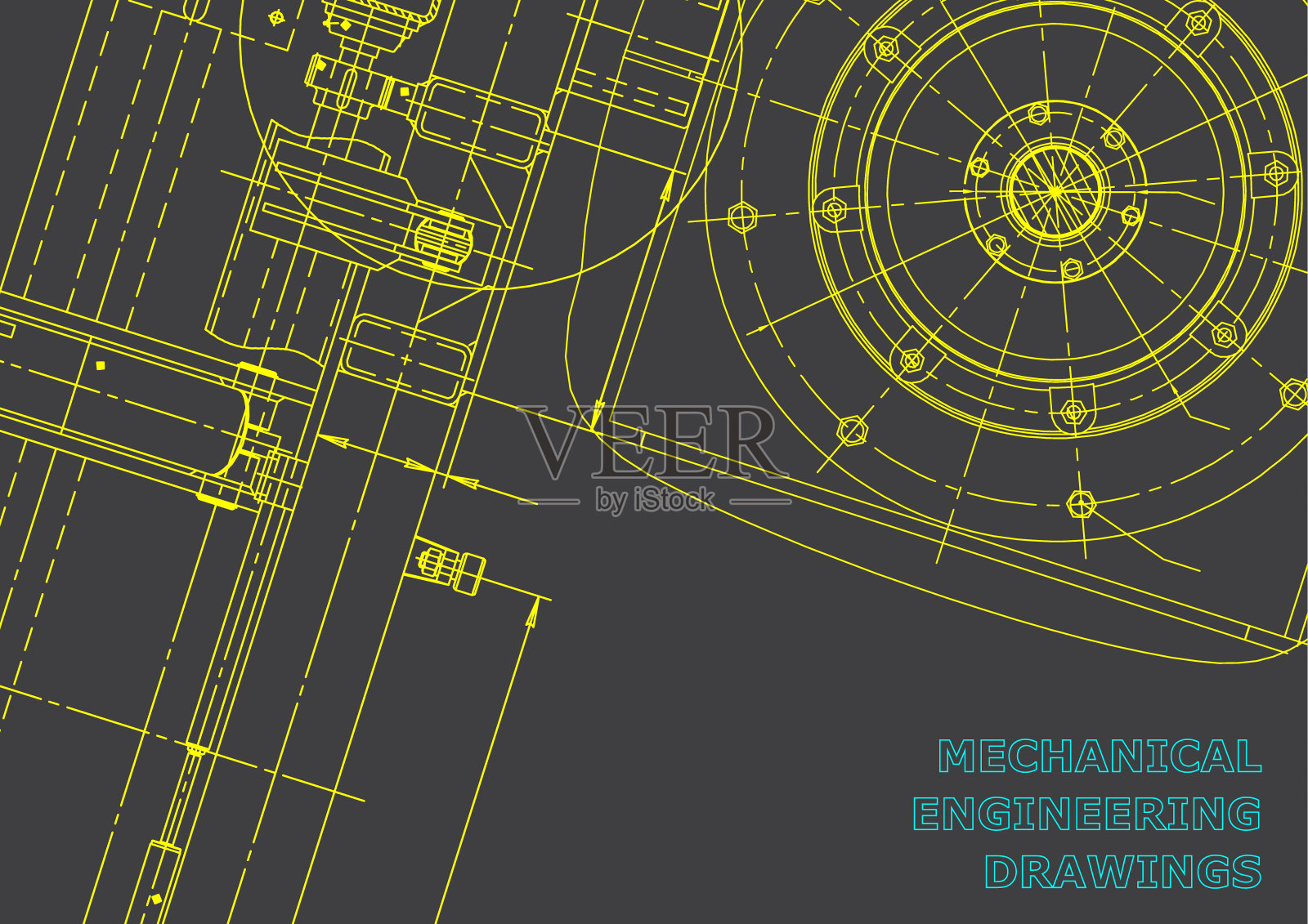 蓝图,素描。工程说明向量。封面，传单，横幅，背景。仪器制造图纸插画图片素材