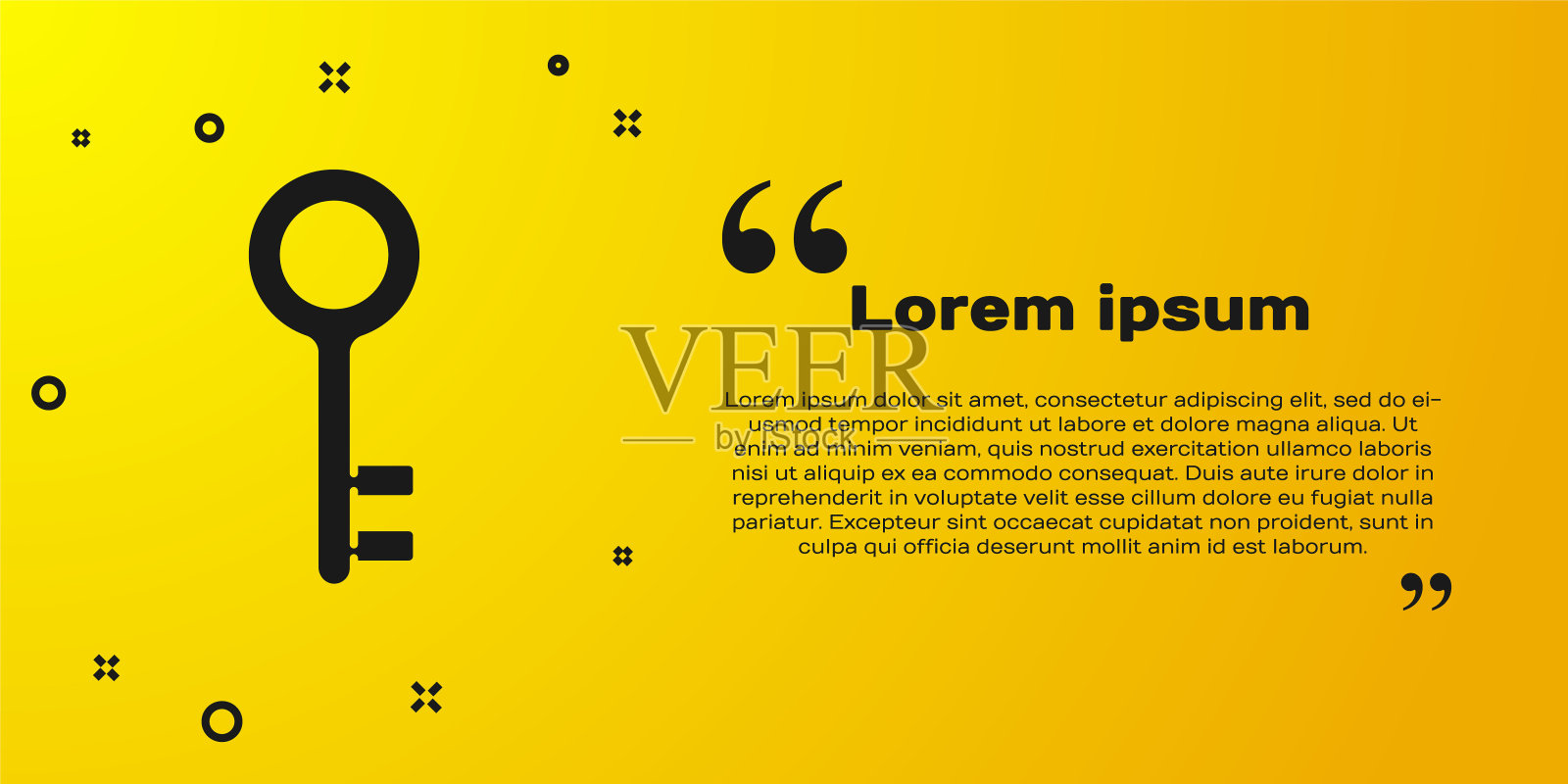 黑屋关键图标孤立在黄色背景上。矢量图插画图片素材