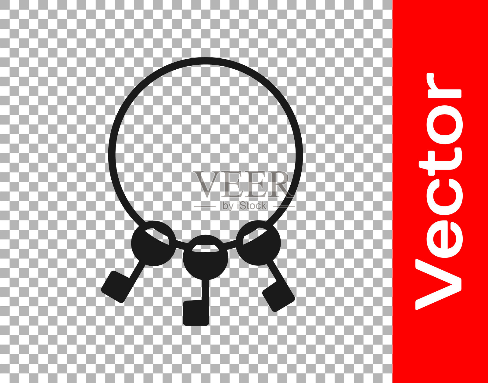 黑色串键图标隔离在透明的背景。矢量图插画图片素材