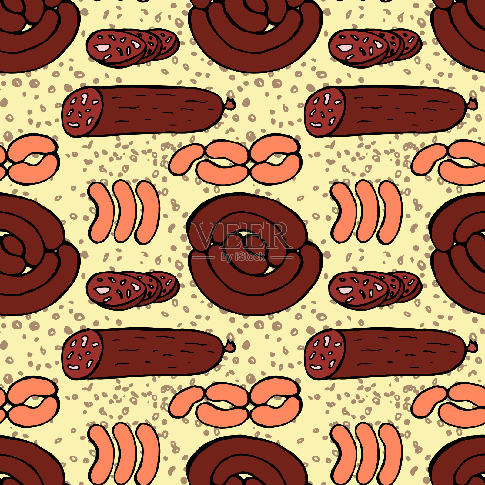 香肠无缝模式。插画图片素材