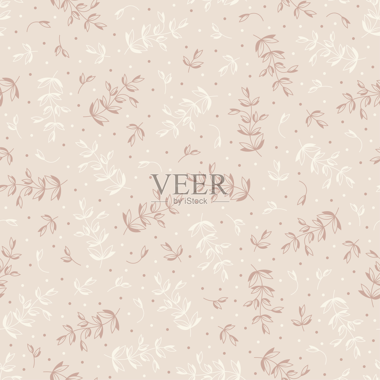 无缝模式与手绘花，矢量插图插画图片素材