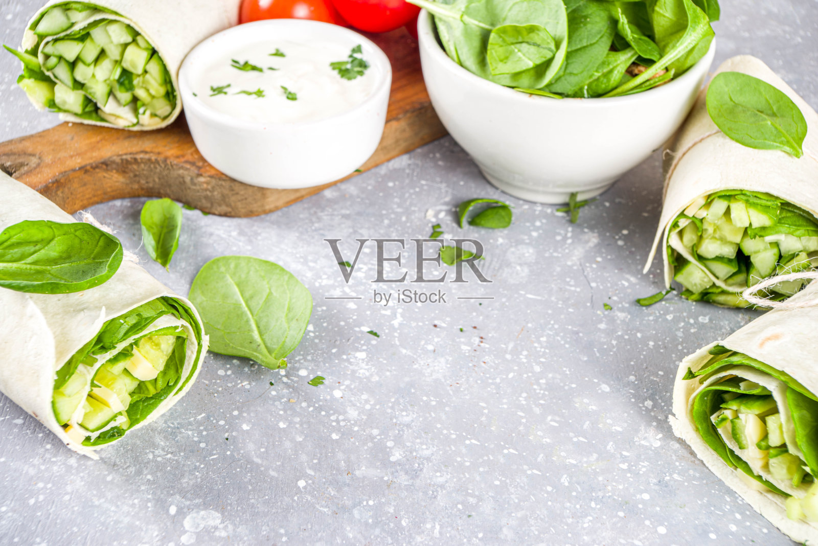 新鲜的素食玉米饼卷照片摄影图片