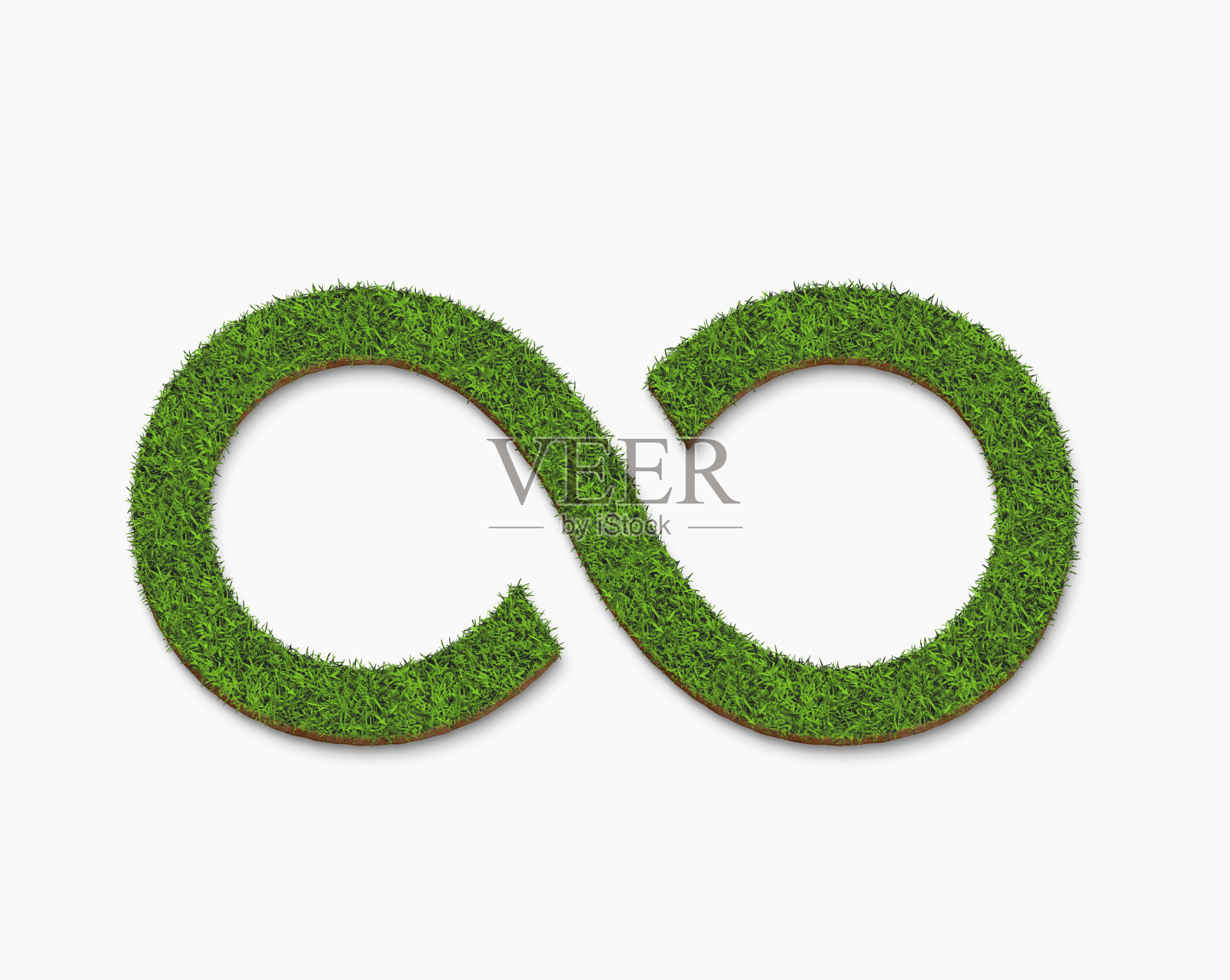 从绿色草地纹理隔离在白色背景上的无限图标标志图标素材