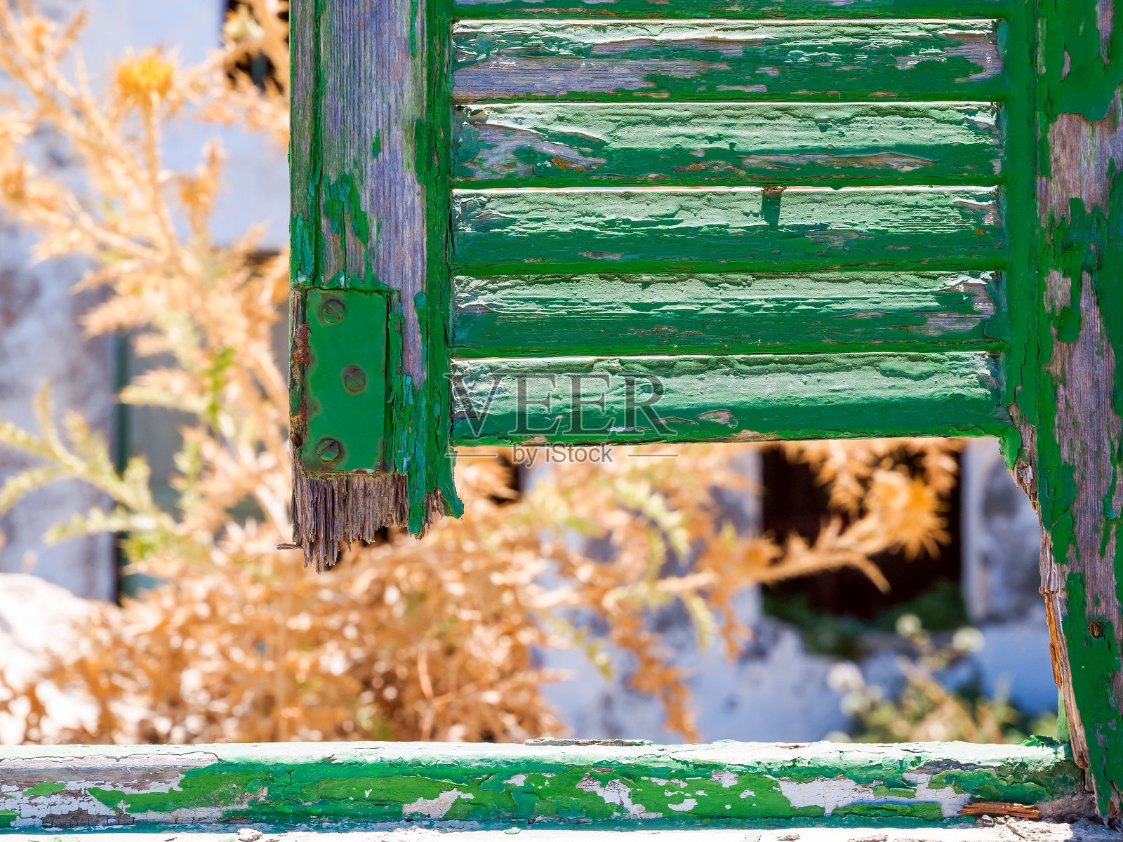 废弃的圣托里尼岛景色。基克拉迪群岛,希腊。照片摄影图片