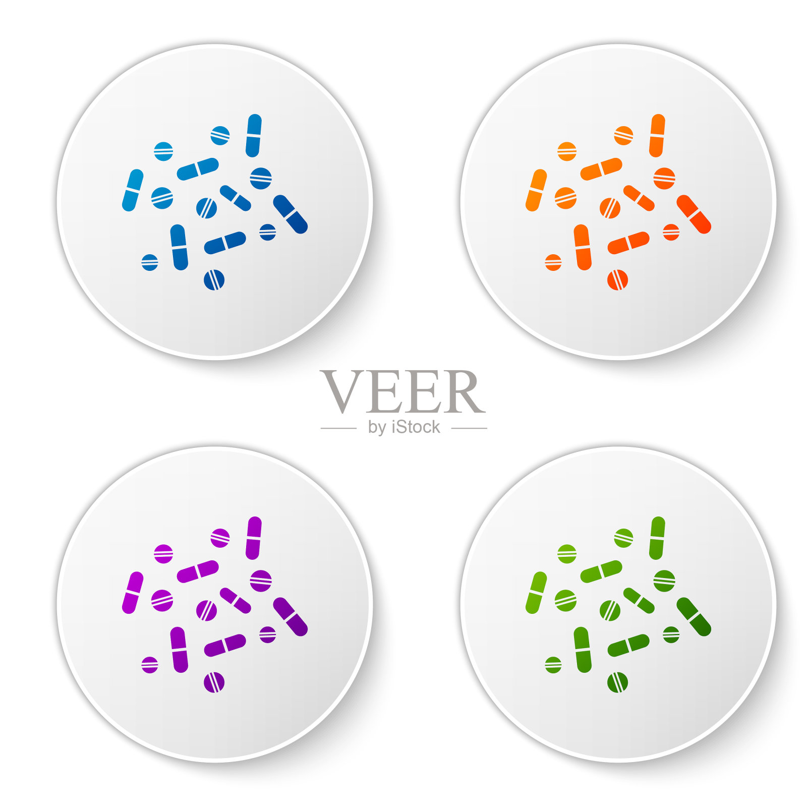 彩色药丸或片剂上的图标隔离图标素材