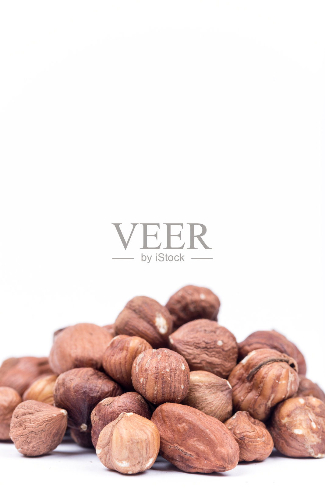 一束榛子在白色背景和复制空间照片摄影图片