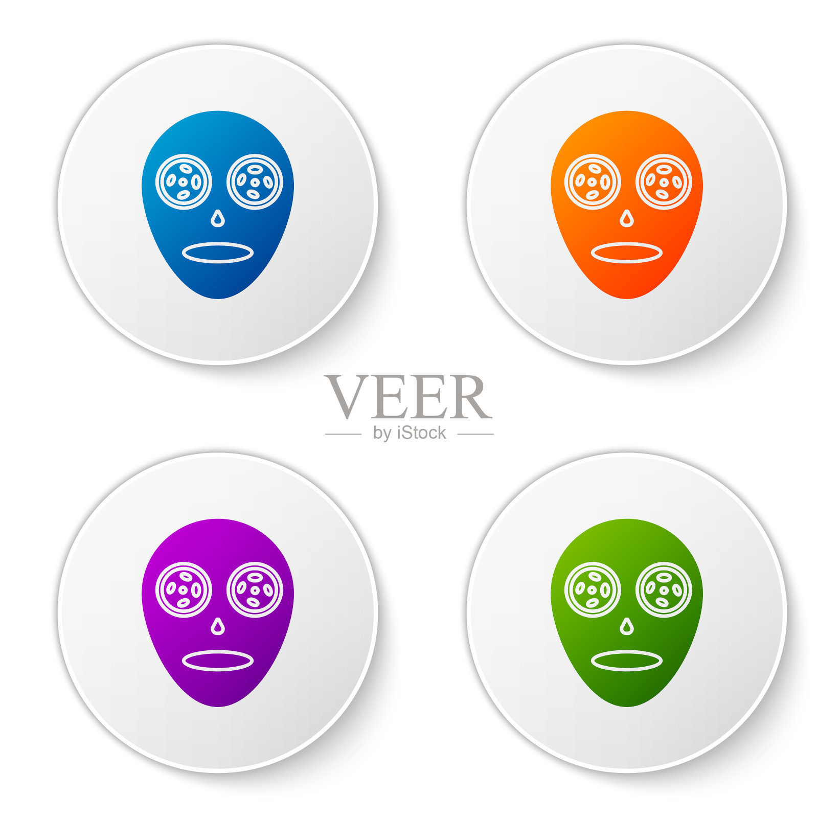 彩色面部化妆面膜图标孤立在白色图标素材