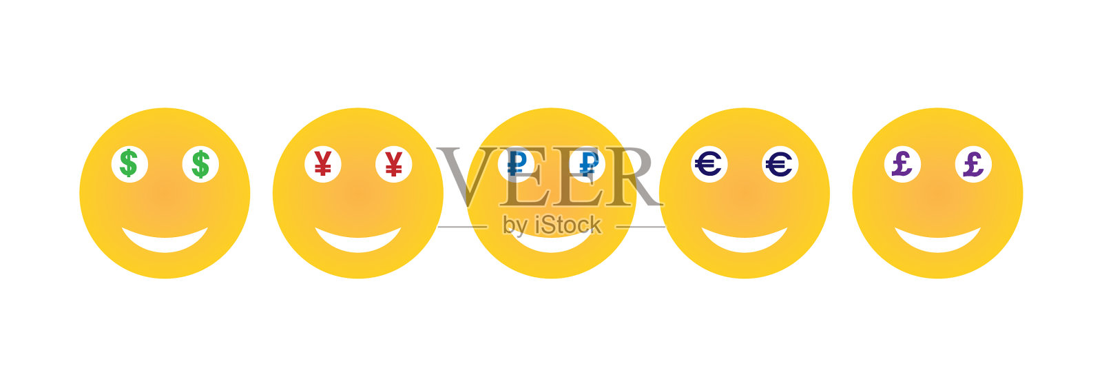 眼睛里带着货币符号的有趣情感插画图片素材