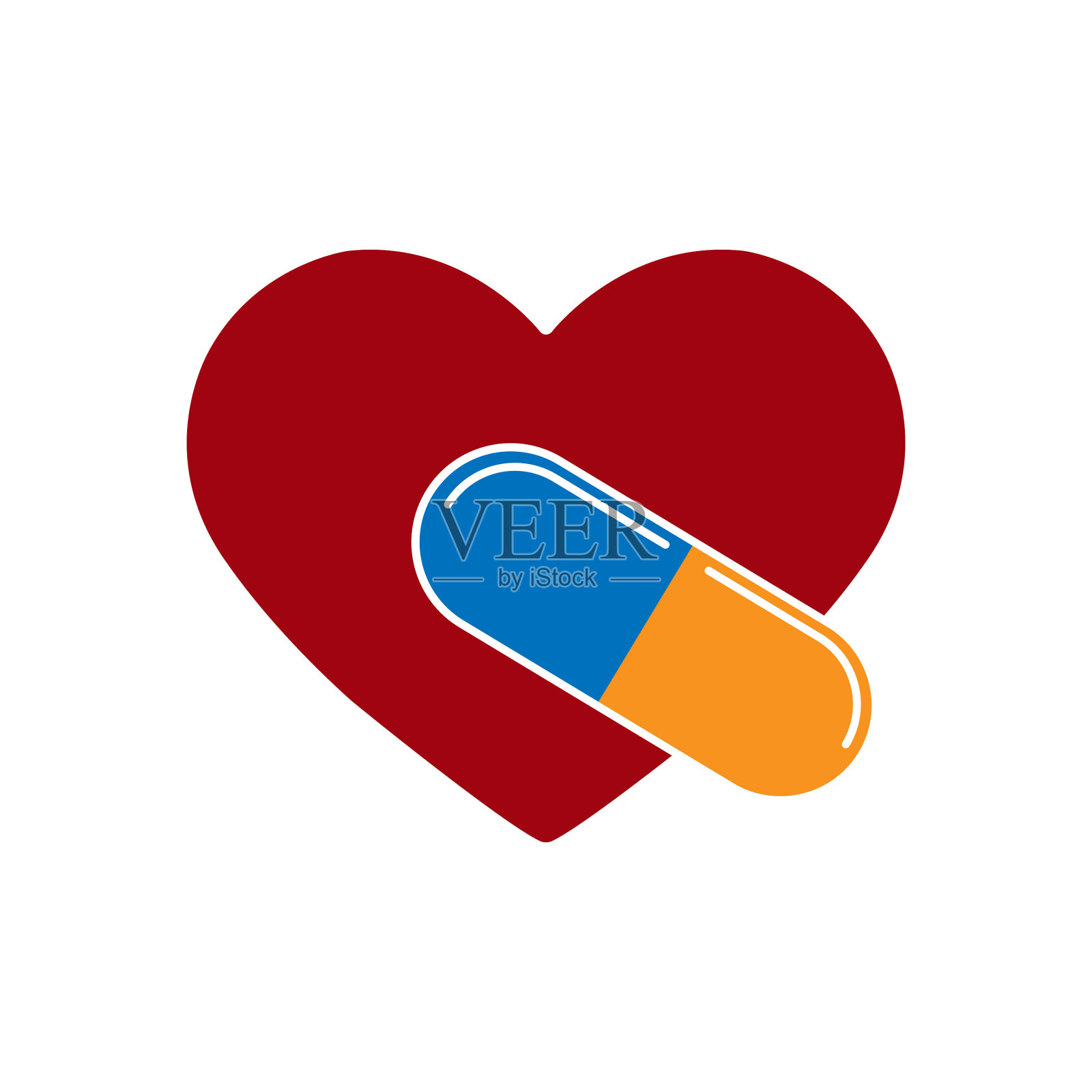 剪影心与胶囊同设计元素图片