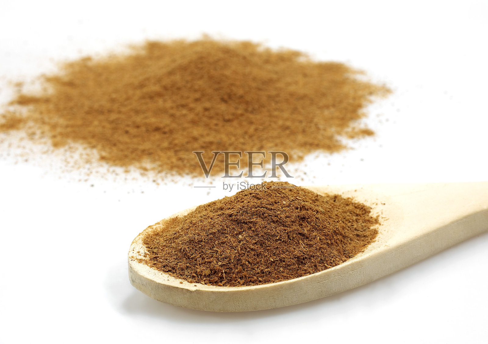 肉桂粉zeylanicum肉桂对白色背景照片摄影图片