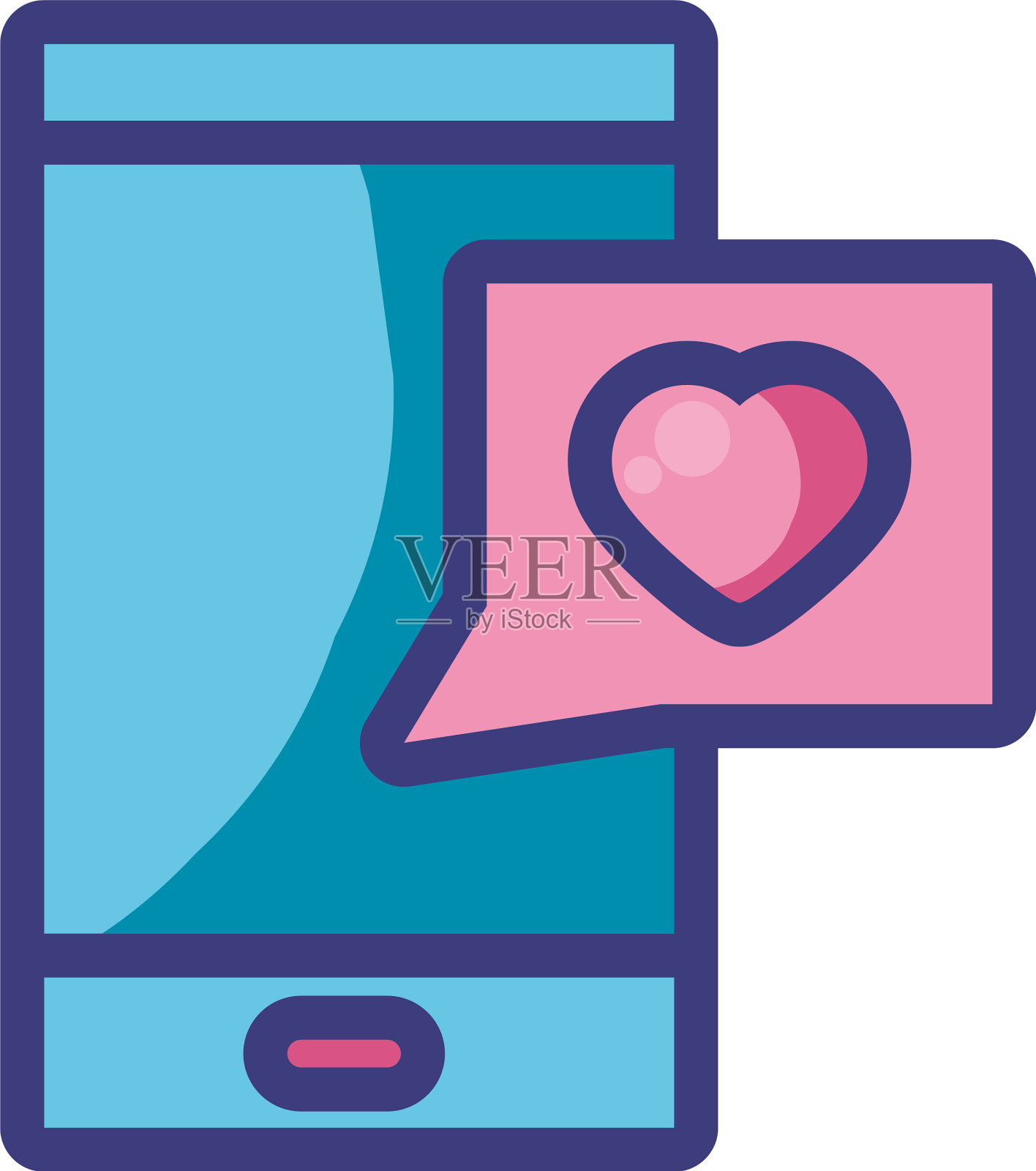 心灵交流泡沫和智能手机设计元素图片