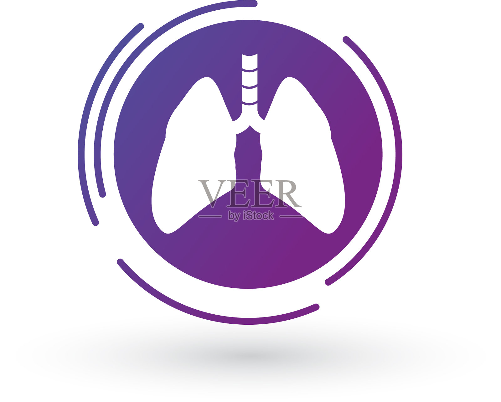 肺紫色渐变图标在未来的圆圈设计元素图片