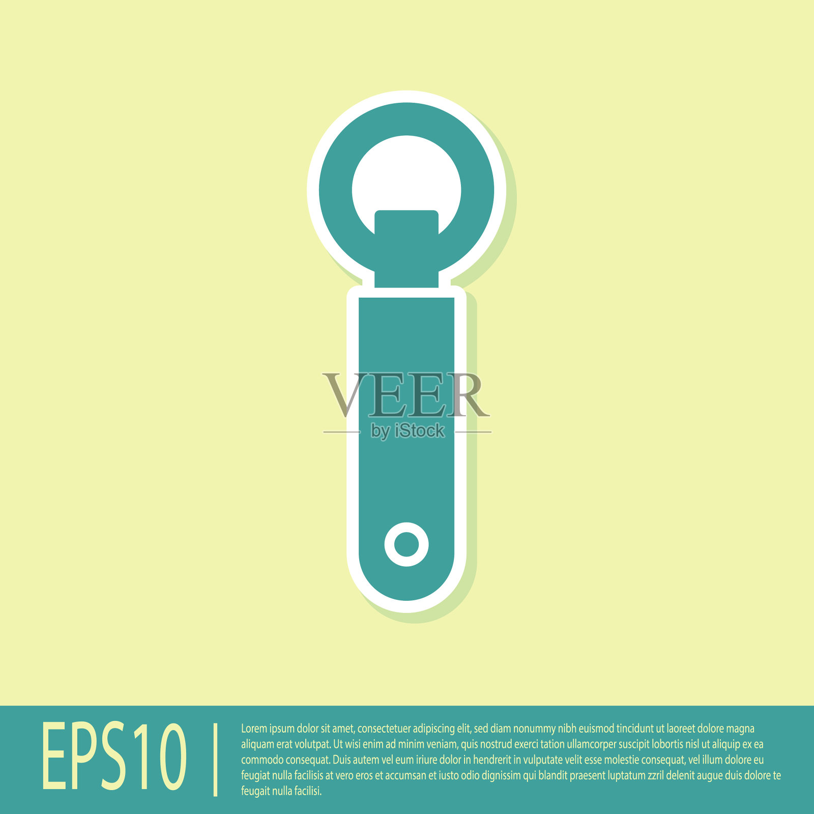 绿色开瓶器图标隔离在黄色插画图片素材