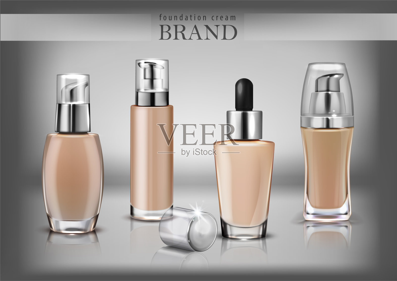 设置化妆品透明罐。矢量插图。插画图片素材