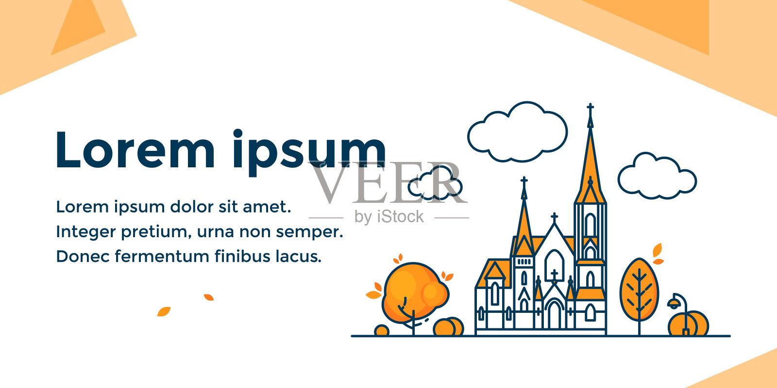 线条风格的宗教建筑立面插画图片素材