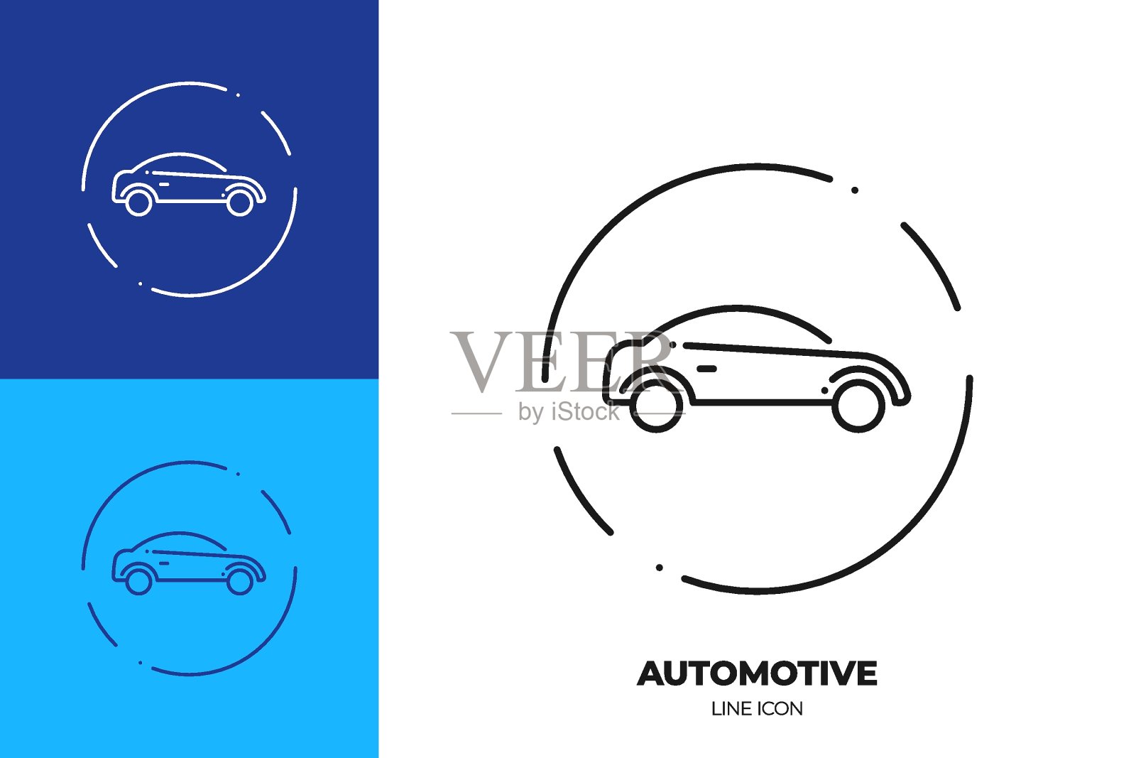 汽车线艺术矢量图标。车辆轮廓符号。轿车由汽车象形文字细描而成。孤立的背景。设计元素图片