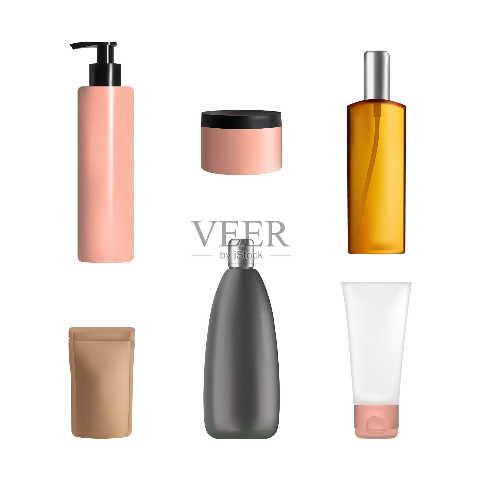 身体护理化妆品包装模拟设置，矢量孤立的插图插画图片素材