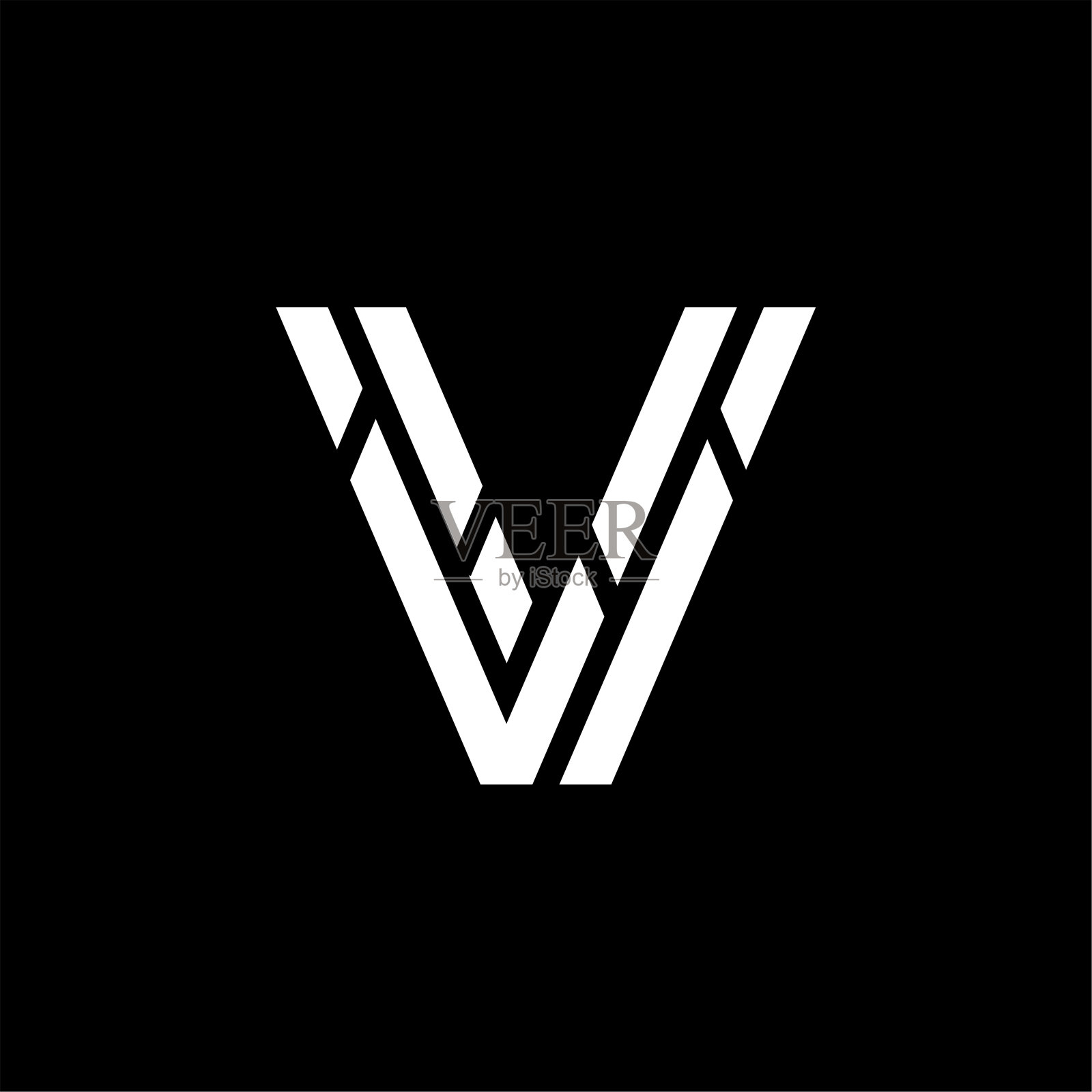 矢量双线切割标志字母V设计元素图片