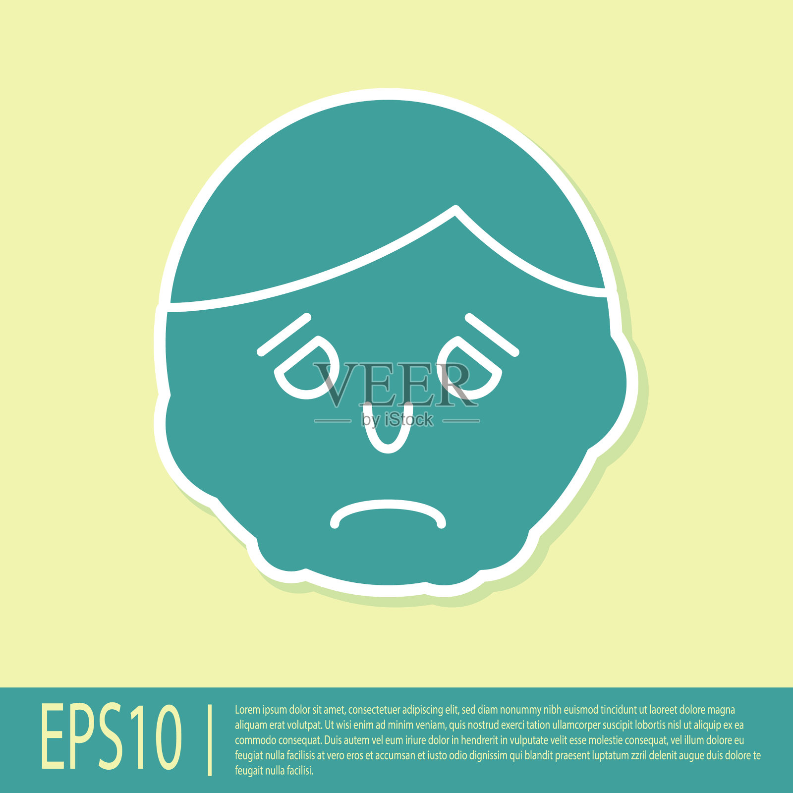 面部绿色炎症图标孤立于黄色插画图片素材