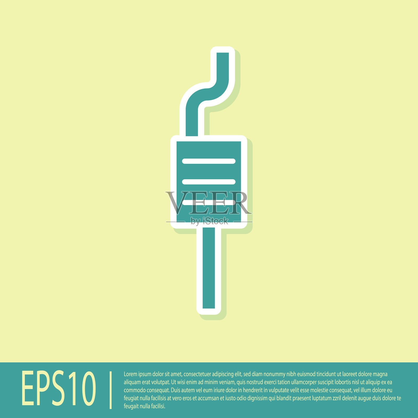 绿色汽车消声器图标隔离黄色插画图片素材