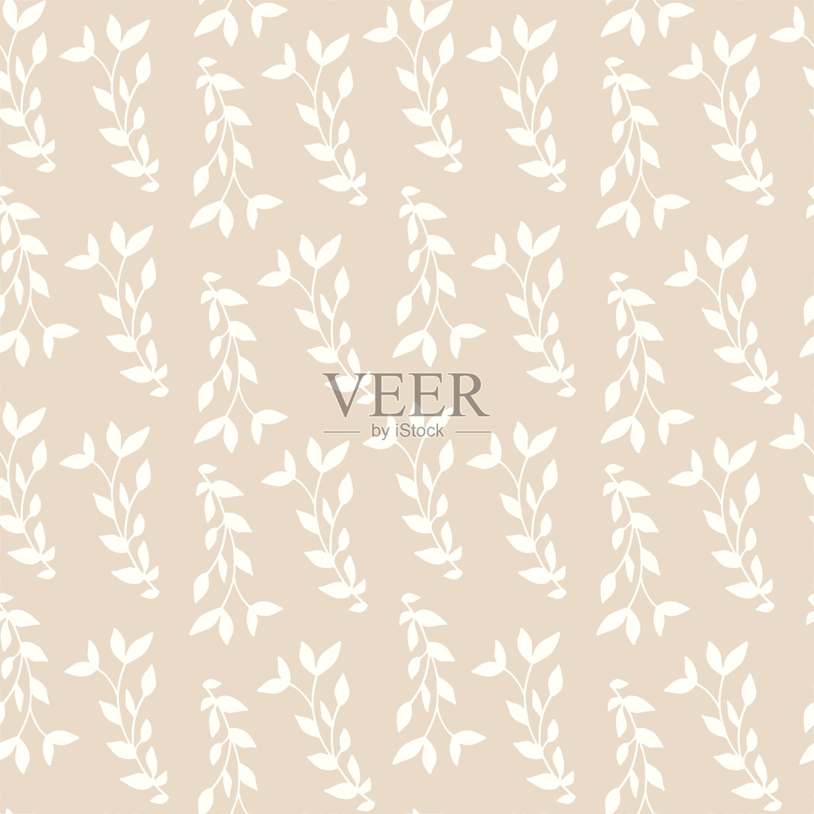 无缝图案与手绘树枝和花卉元素。鲜艳的颜色有粉红色、蓝色、黄色、桃红色。乡村风格。孤立在白色插画图片素材