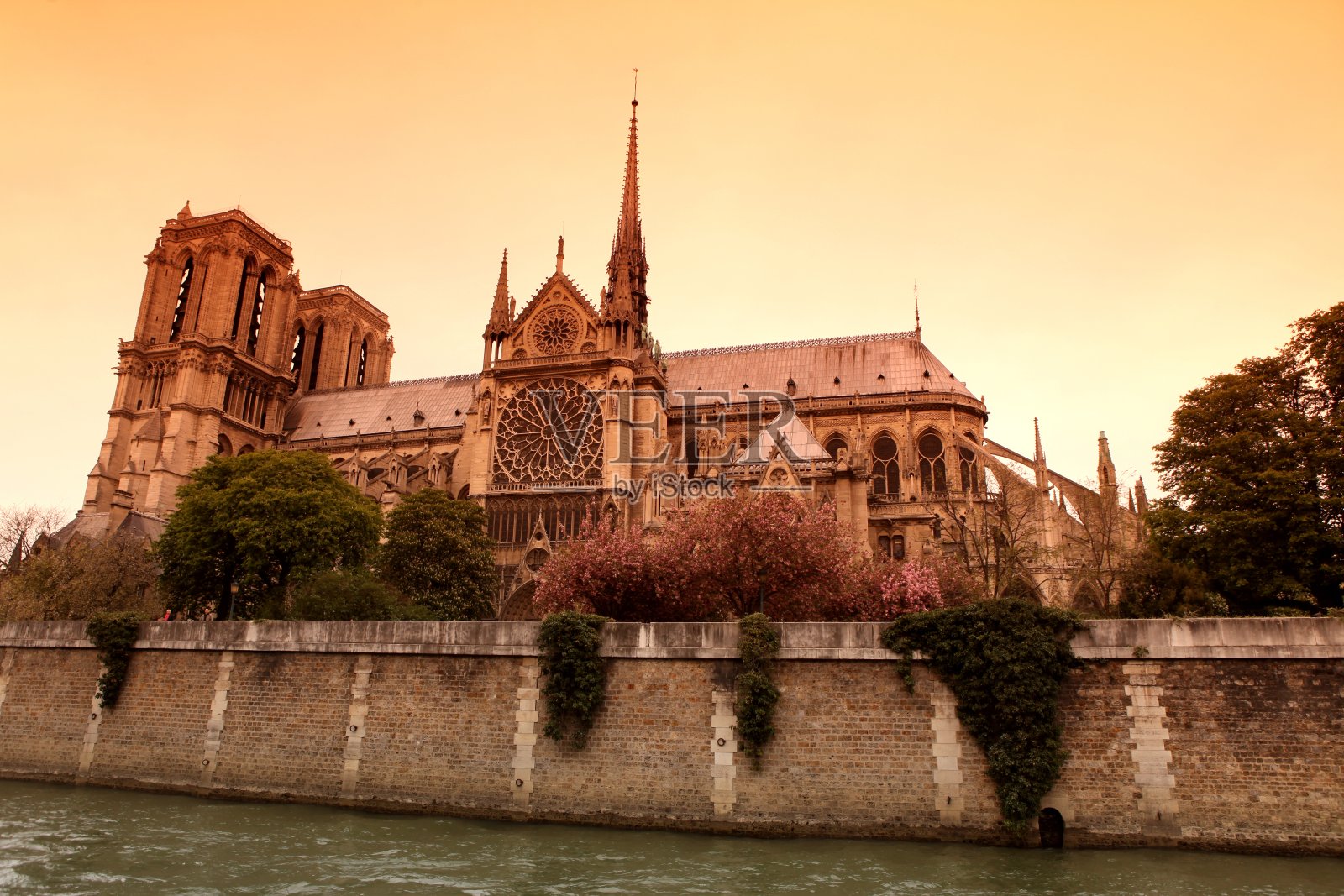 巴黎圣母院大教堂，法国。哥特式建筑照片摄影图片