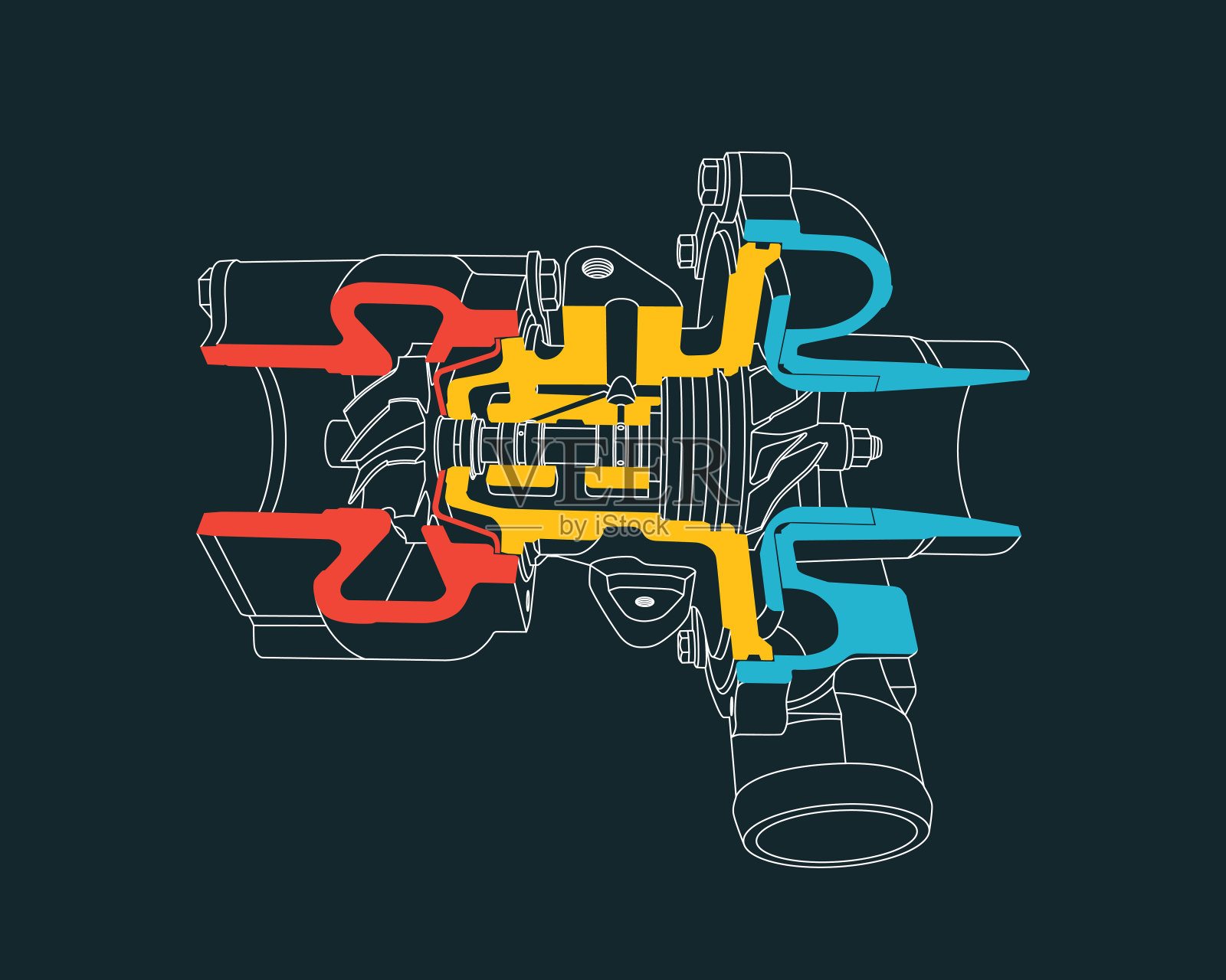 分段涡轮增压器外形插画图片素材