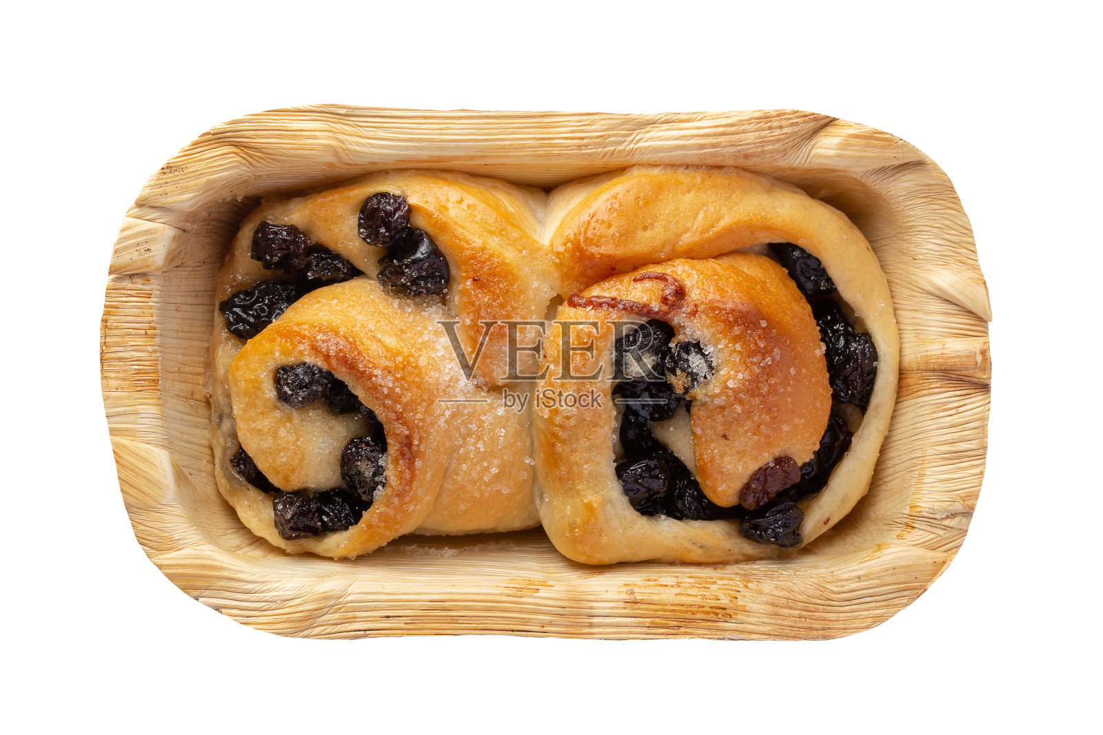 葡萄干面包孤立在白色背景。照片摄影图片