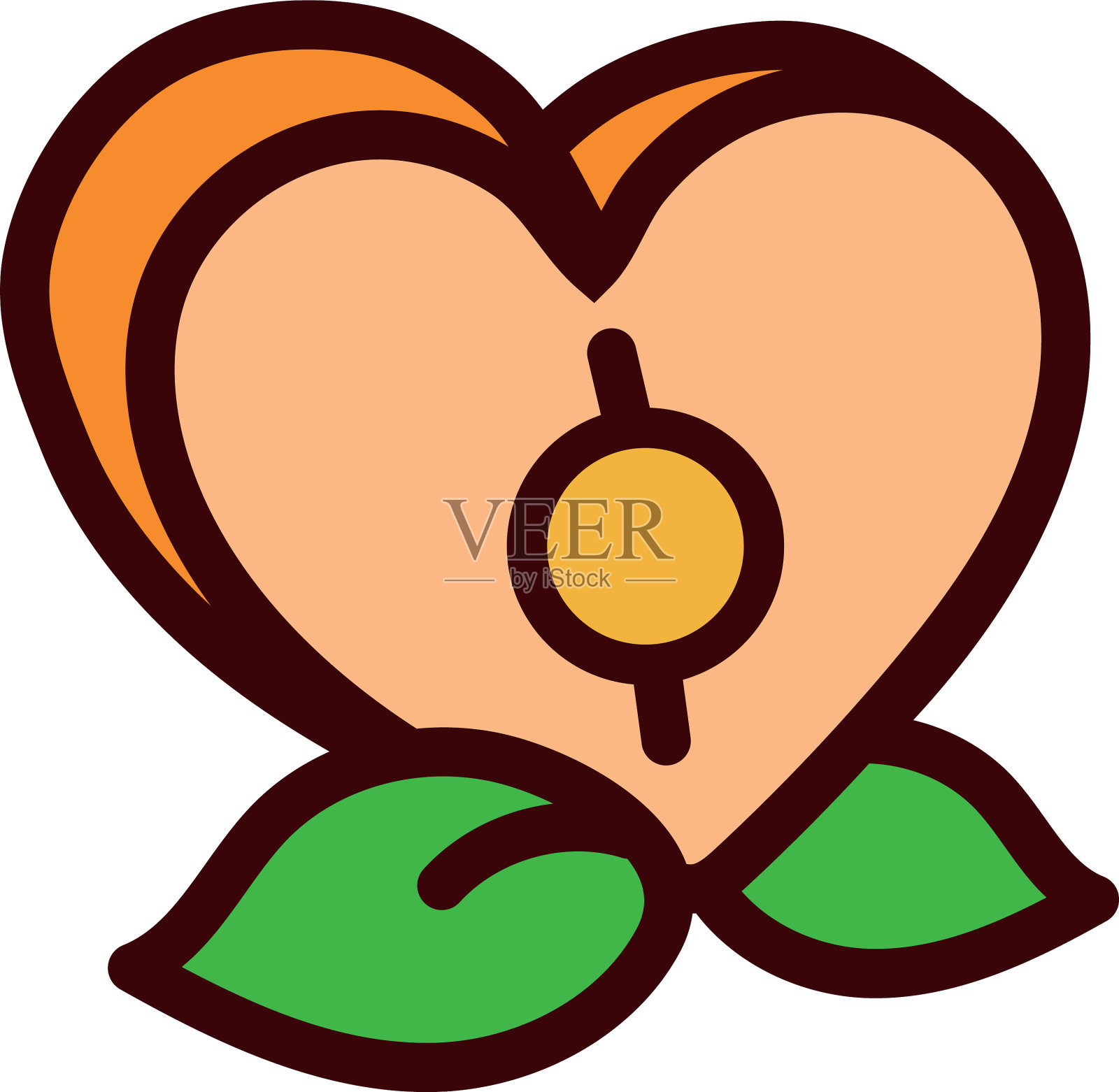 中国新年心与叶设计元素图片