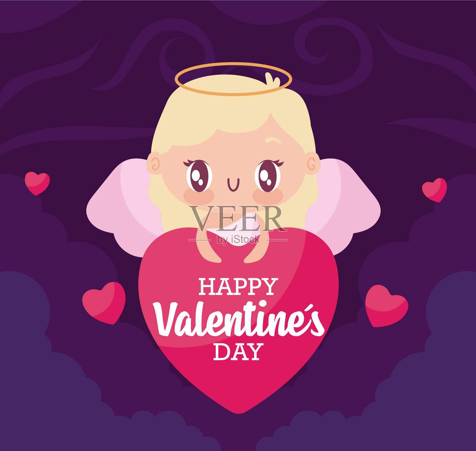 情人节快乐，丘比特卡通设计插画图片素材