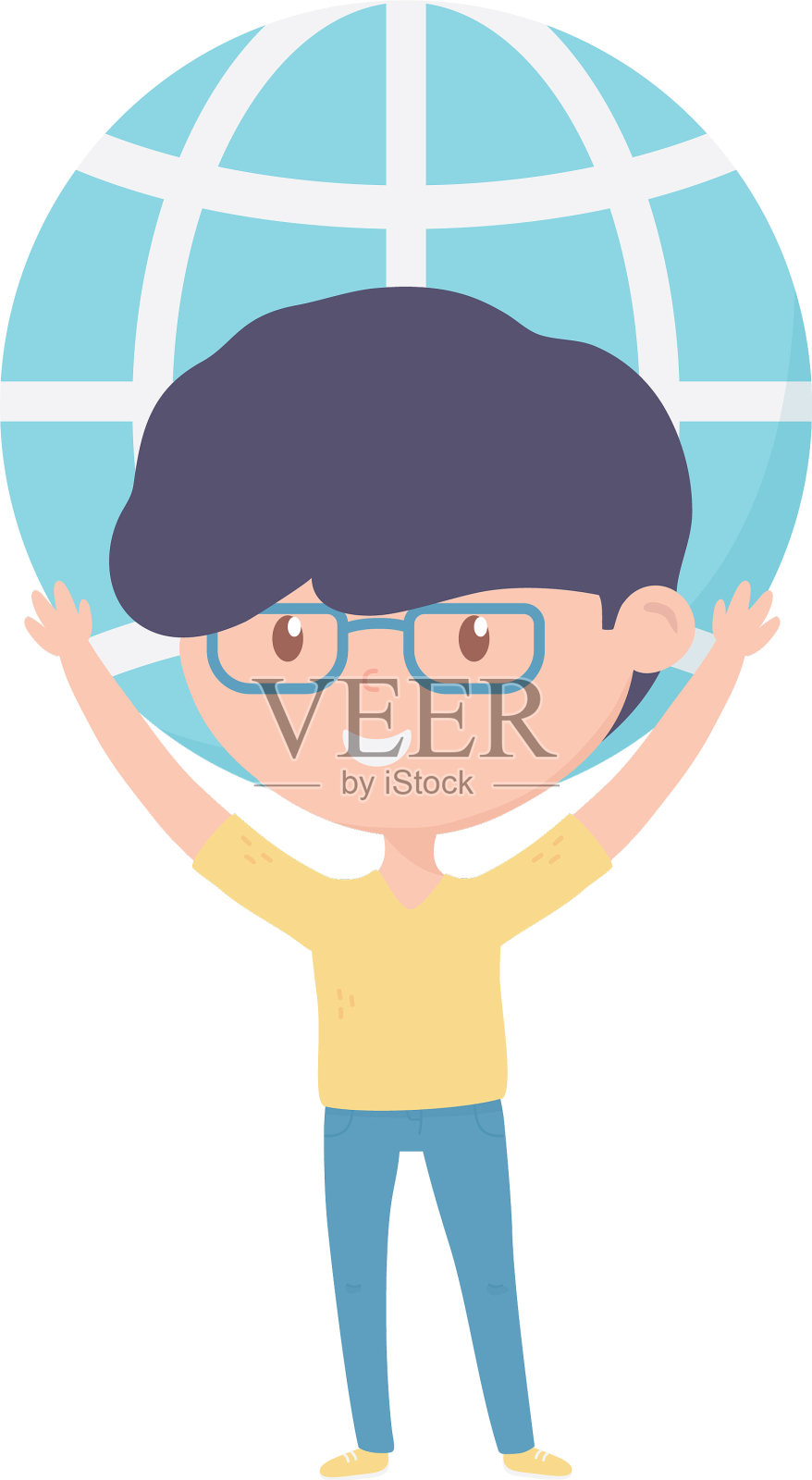 年轻人背着世界慈善和捐赠设计元素图片