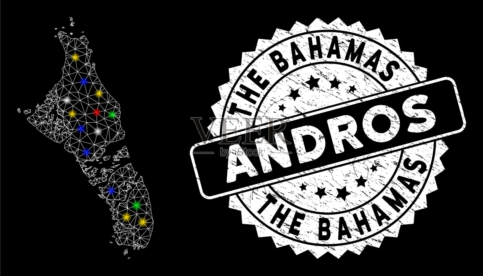 亮网钢丝架巴哈马安德罗斯岛插画图片素材